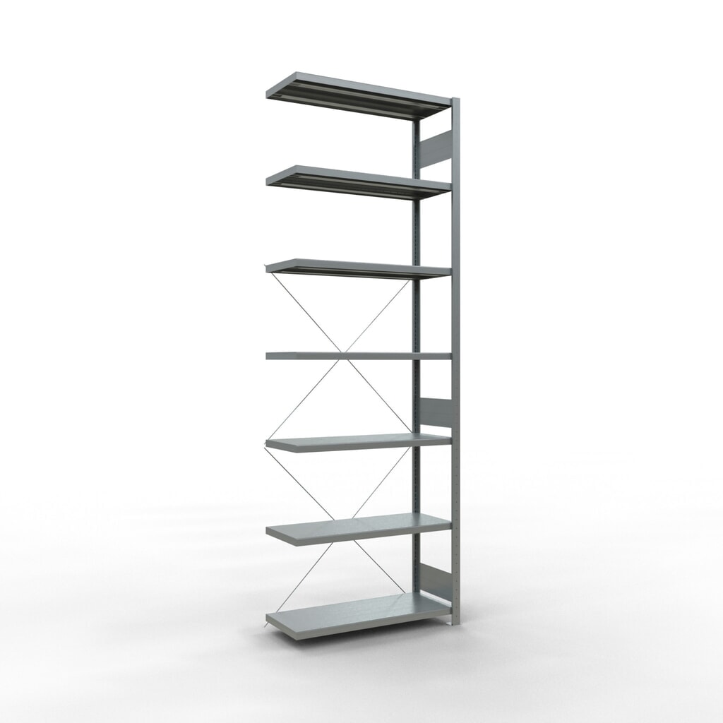 Illustration du produit: Rayonnage à tablettes SCHULTE, système à emboîter, travée auxiliaire, charge par tablette 330 kg, galvanisé, HxlxP 3000 x 1000 x 400 mm