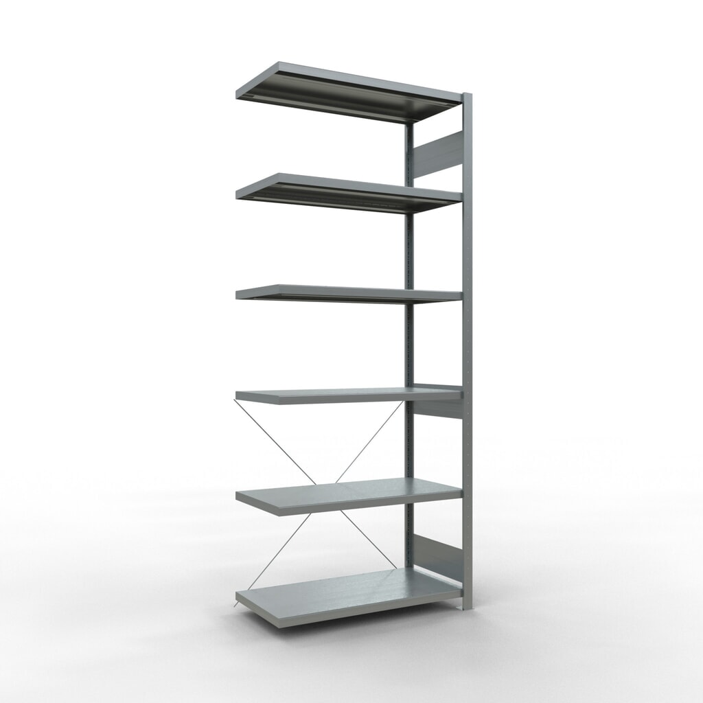 Illustration du produit: Rayonnage à tablettes SCHULTE, système à emboîter, travée auxiliaire, charge par tablette 330 kg, galvanisé, H x l x P 2 500 x 1 000 x 500 mm