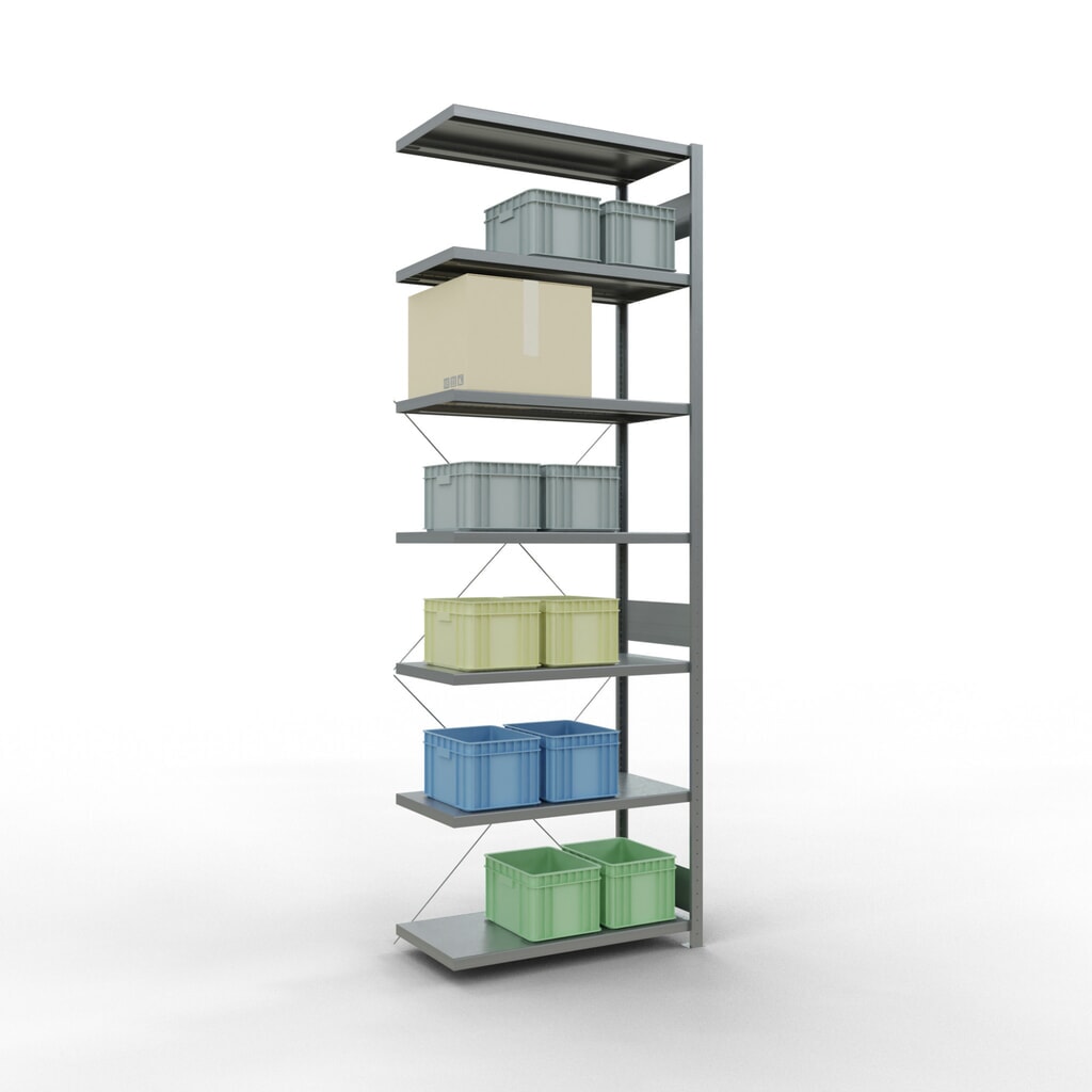 Rayonnage à tablettes SCHULTE, système à emboîter, travée auxiliaire, charge par tablette 330 kg, galvanisé, H x l x P 3 000 x 1 000 x 500 mm N° de l'image du produit 3 : Rayonnage à tablettes SCHULTE, système à emboîter, travée auxiliaire, charge par tablette 330 kg, galvanisé, H x l x P 3 000 x 1 000 x 500 mm