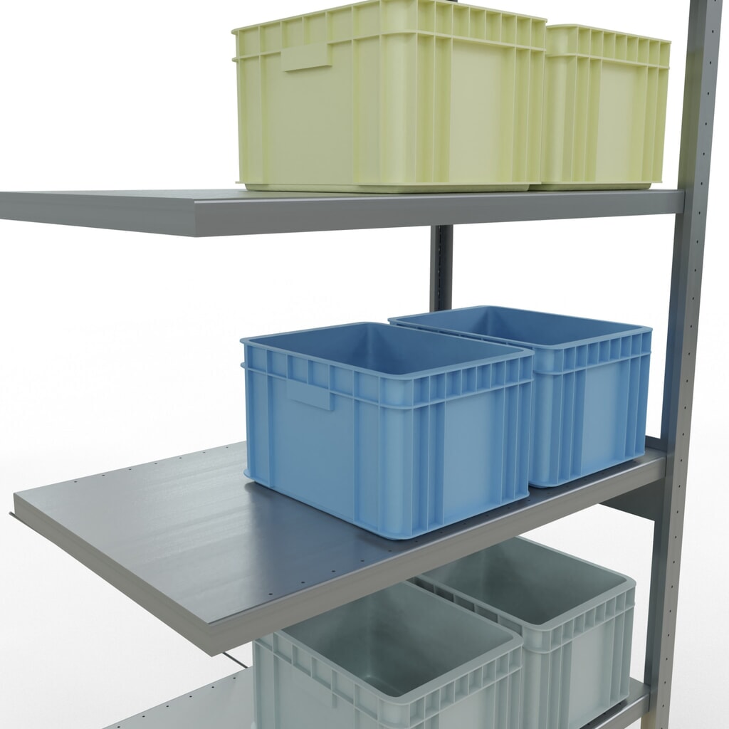 N° de l'image du produit 4 : Rayonnage à tablettes SCHULTE, système à emboîter, travée auxiliaire, charge par tablette 330 kg, galvanisé, H x l x P 2 500 x 1 000 x 600 mm