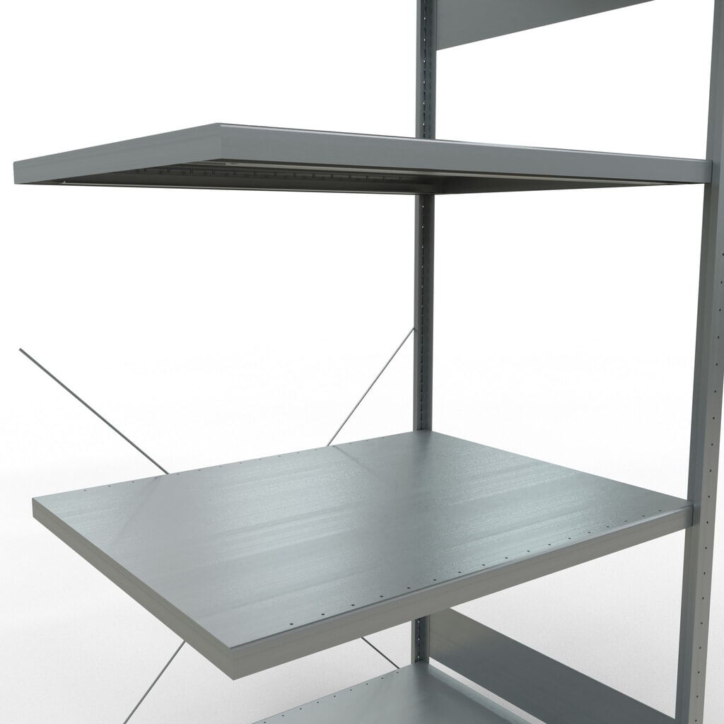 Rayonnage à tablettes SCHULTE, système à emboîter, travée auxiliaire, charge par tablette 330 kg, galvanisé, HxlxP 2000 x 1000 x 800 mm N° de l'image du produit 5 : Rayonnage à tablettes SCHULTE, système à emboîter, travée auxiliaire, charge par tablette 330 kg, galvanisé, HxlxP 2000 x 1000 x 800 mm