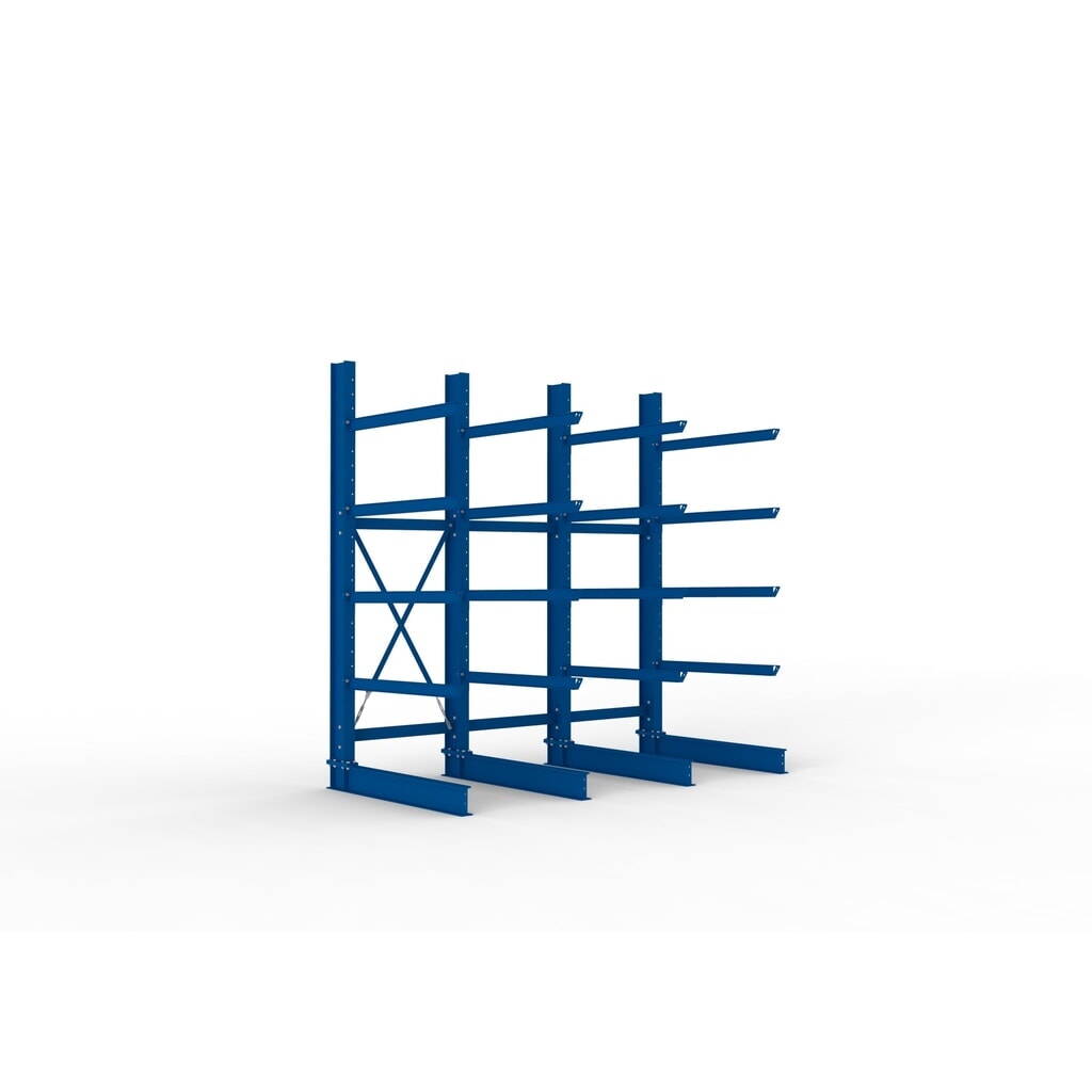 Kit complet de rayonnage cantilever pour charges lourdes META, unilatéral, capacité de charge par bras 400 kg, H x l x P 3 000 x 3 090 x 1 585 mm, 4 montants Illustration du produit: Kit complet de rayonnage cantilever pour charges lourdes META, unilatéral, capacité de charge par bras 400 kg, H x l x P 3 000 x 3 090 x 1 585 mm, 4 montants