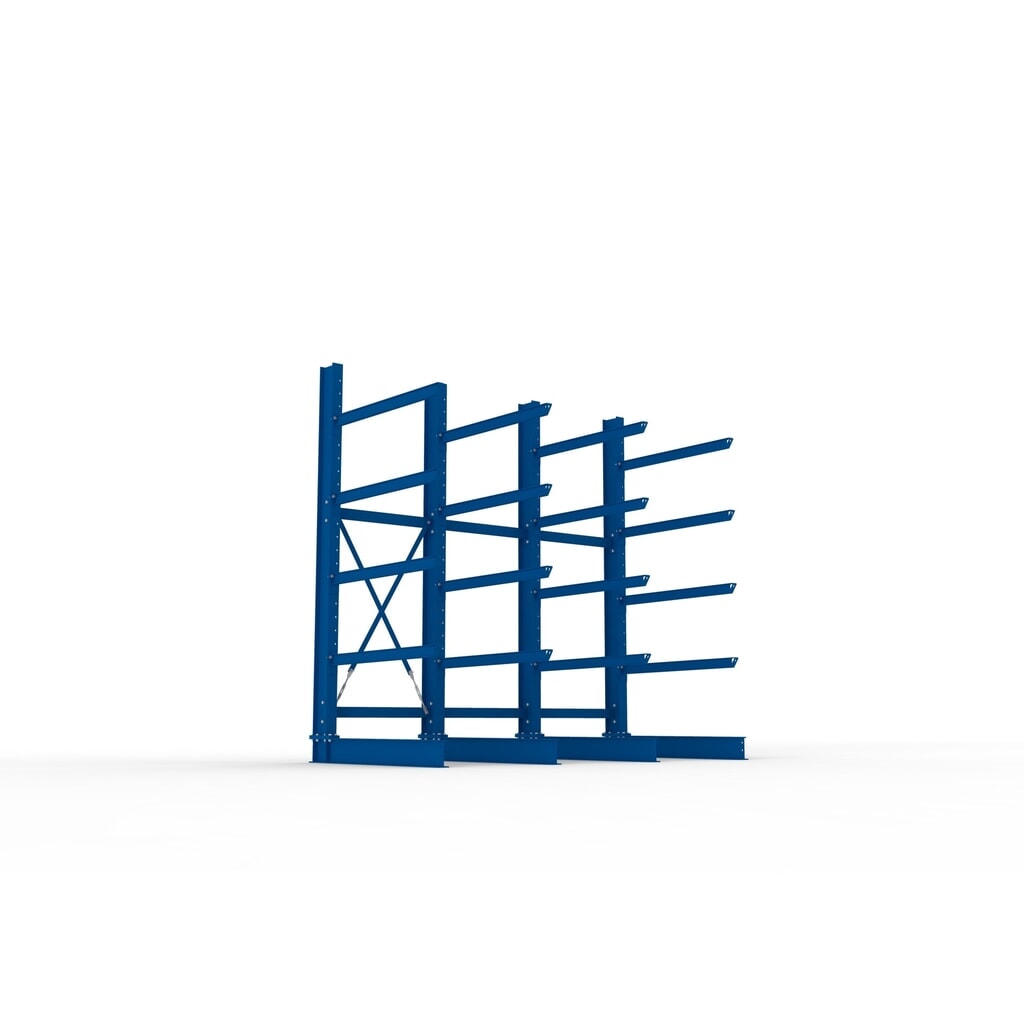 Kit complet de rayonnage cantilever pour charges lourdes META, unilatéral, capacité de charge par bras 400 kg, H x l x P 3 000 x 3 090 x 1 585 mm, 4 montants N° de l'image du produit 3 : Kit complet de rayonnage cantilever pour charges lourdes META, unilatéral, capacité de charge par bras 400 kg, H x l x P 3 000 x 3 090 x 1 585 mm, 4 montants