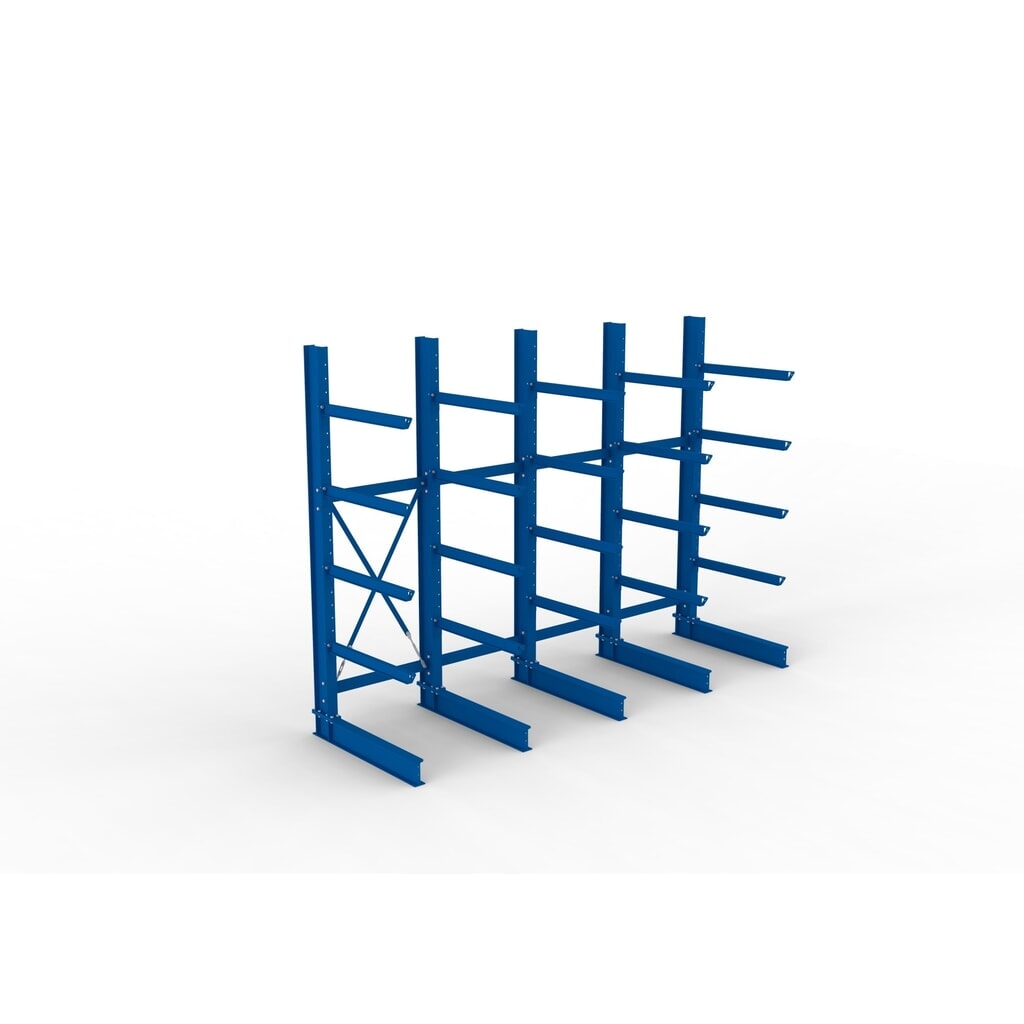 Kit complet de rayonnage cantilever pour charges lourdes META, unilatéral, capacité de charge par bras 505 kg, H x l x P 3 000 x 4 090 x 1 355 mm, 5 montants N° de l'image du produit 2 : Kit complet de rayonnage cantilever pour charges lourdes META, unilatéral, capacité de charge par bras 505 kg, H x l x P 3 000 x 4 090 x 1 355 mm, 5 montants