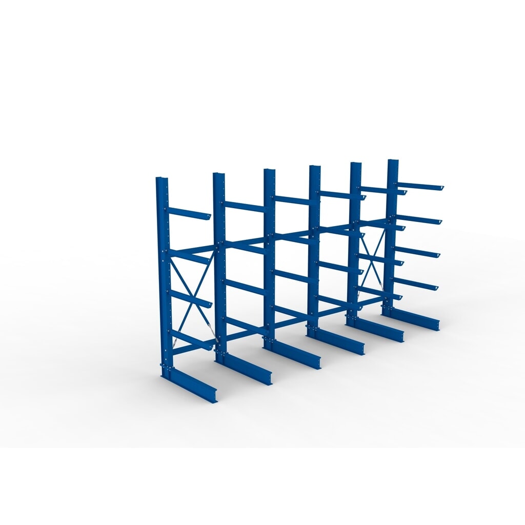Kit complet de rayonnage cantilever pour charges lourdes META, unilatéral, capacité de charge par bras 505 kg, H x l x P 3 000 x 5 090 x 1 355 mm, 6 montants N° de l'image du produit 2 : Kit complet de rayonnage cantilever pour charges lourdes META, unilatéral, capacité de charge par bras 505 kg, H x l x P 3 000 x 5 090 x 1 355 mm, 6 montants