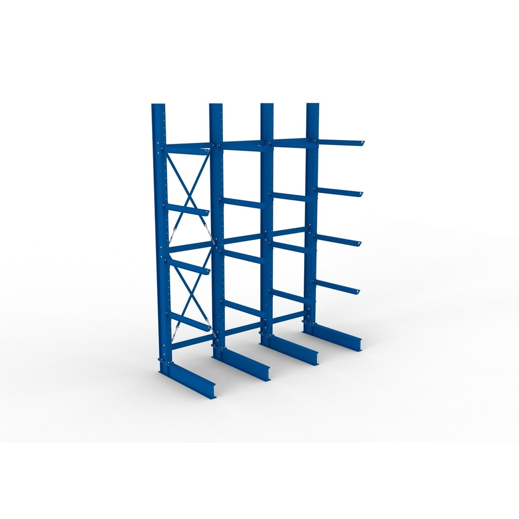 Kit complet de rayonnage cantilever pour charges lourdes META, unilatéral, capacité de charge par bras 505 kg, H x l x P 4 000 x 3 100 x 1 355 mm, 4 montants N° de l'image du produit 2 : Kit complet de rayonnage cantilever pour charges lourdes META, unilatéral, capacité de charge par bras 505 kg, H x l x P 4 000 x 3 100 x 1 355 mm, 4 montants