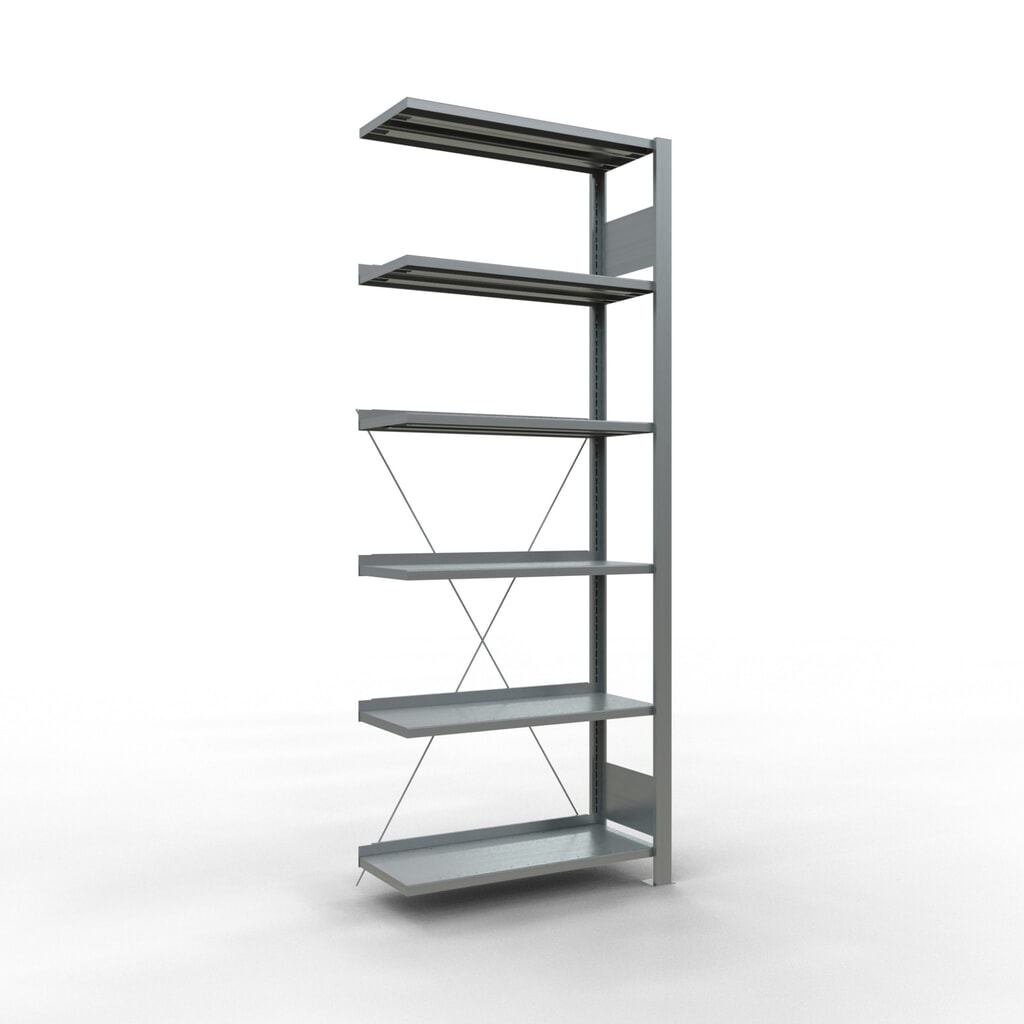 Rayonnage de bureau SCHULTE travée auxiliaire, utilisable d’un seul côté, avec barres de butée, CT 85 kg, HxlxP 2 000 x 750 x 300 mm Illustration du produit: Rayonnage de bureau SCHULTE travée auxiliaire, utilisable d’un seul côté, avec barres de butée, CT 85 kg, HxlxP 2 000 x 750 x 300 mm