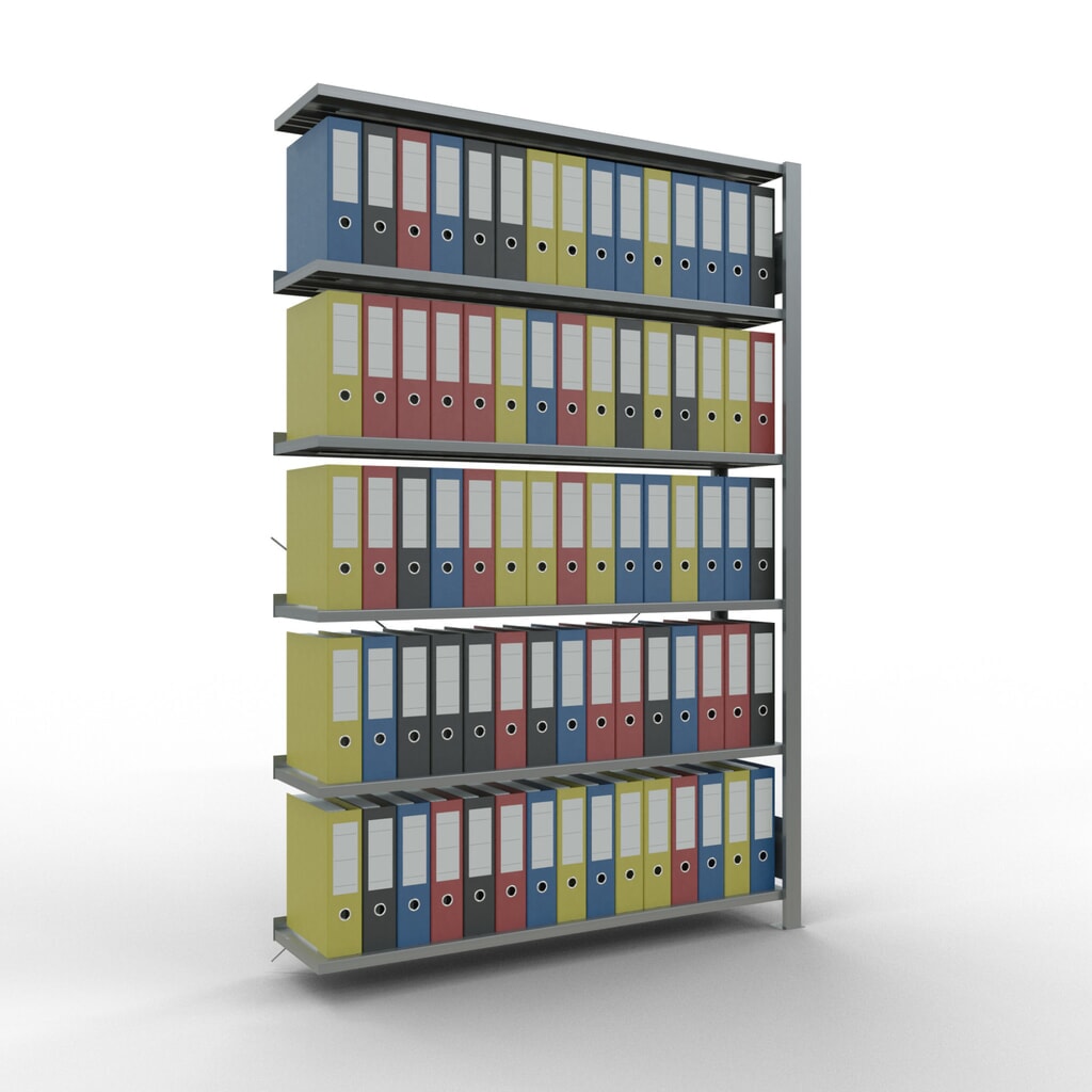N° de l'image du produit 2 : Rayonnage de bureau SCHULTE travée auxiliaire, utilisable d’un seul côté, avec barres de butée, CT 85 kg, HxlxP 2 000 x 1 300 x 300 mm