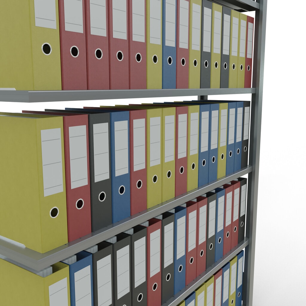 N° de l'image du produit 3 : Rayonnage de bureau SCHULTE travée auxiliaire, utilisable d’un seul côté, avec barres de butée, CT 85 kg, HxlxP 2 000 x 1 300 x 300 mm