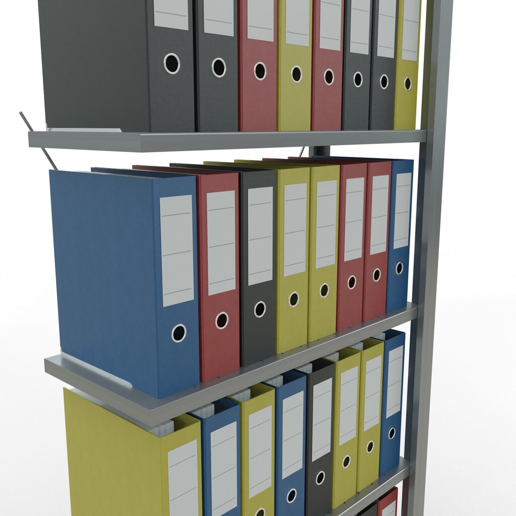 N° de l'image du produit 3 : Rayonnage de bureau SCHULTE travée auxiliaire, utilisable d’un seul coté, sans barres de butée, CT 85 kg, HxlxP 2 000 x 750 x 300 mm