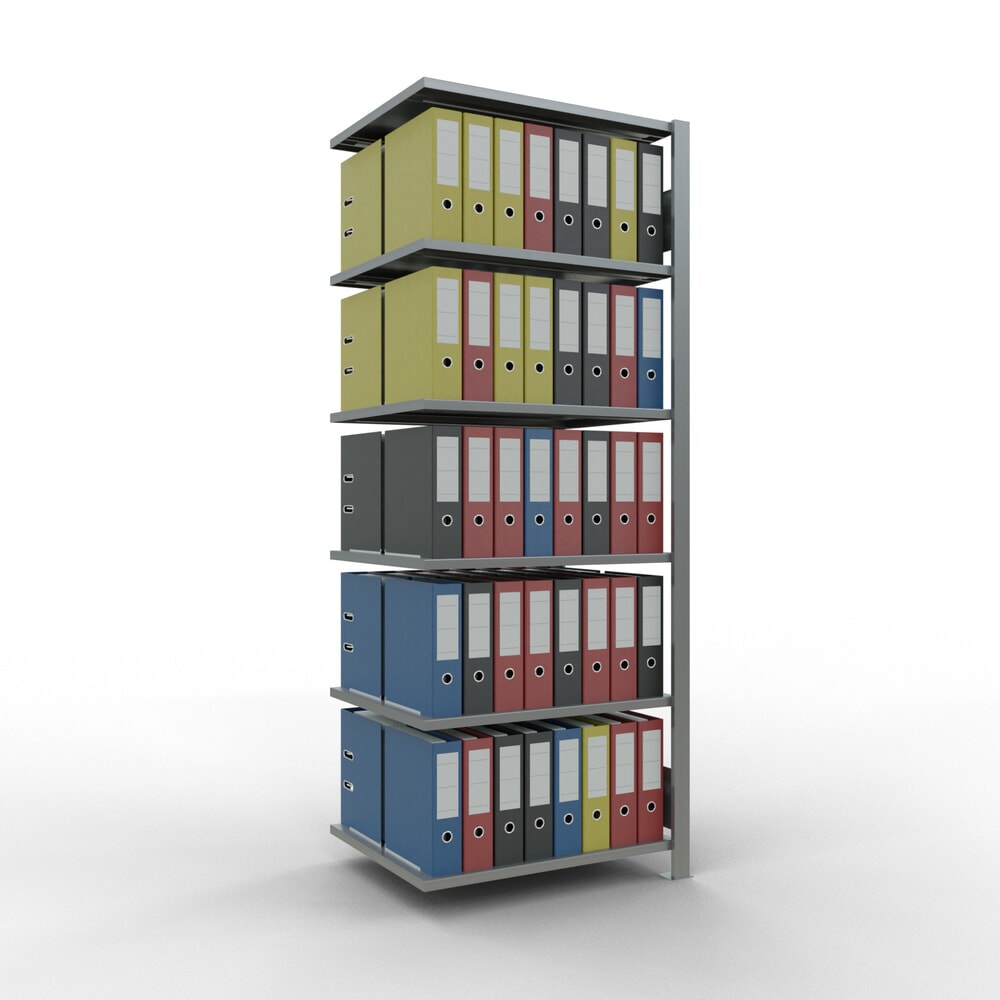 N° de l'image du produit 2 : Rayonnage de bureau SCHULTE travée auxiliaire, utilisable des deux côtés, sans butées centrales, CT 150 kg, HxlxP 2 000 x 750 x 600 mm