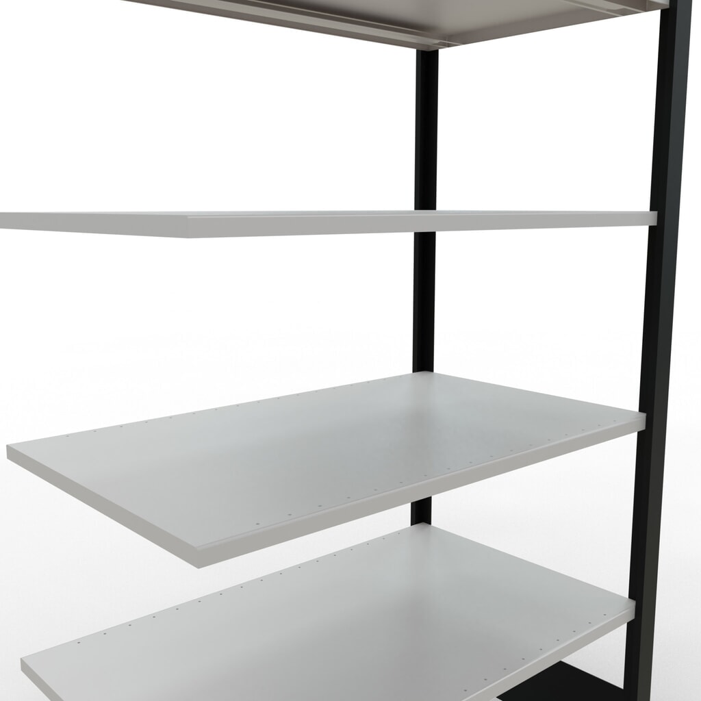 N° de l'image du produit 4 : Rayonnage de bureau SCHULTE travée auxiliaire, utilisable des deux côtés, sans butées centrales, CT 150 kg, noir, HxlxP 2 000 x 1 000 x 600 mm