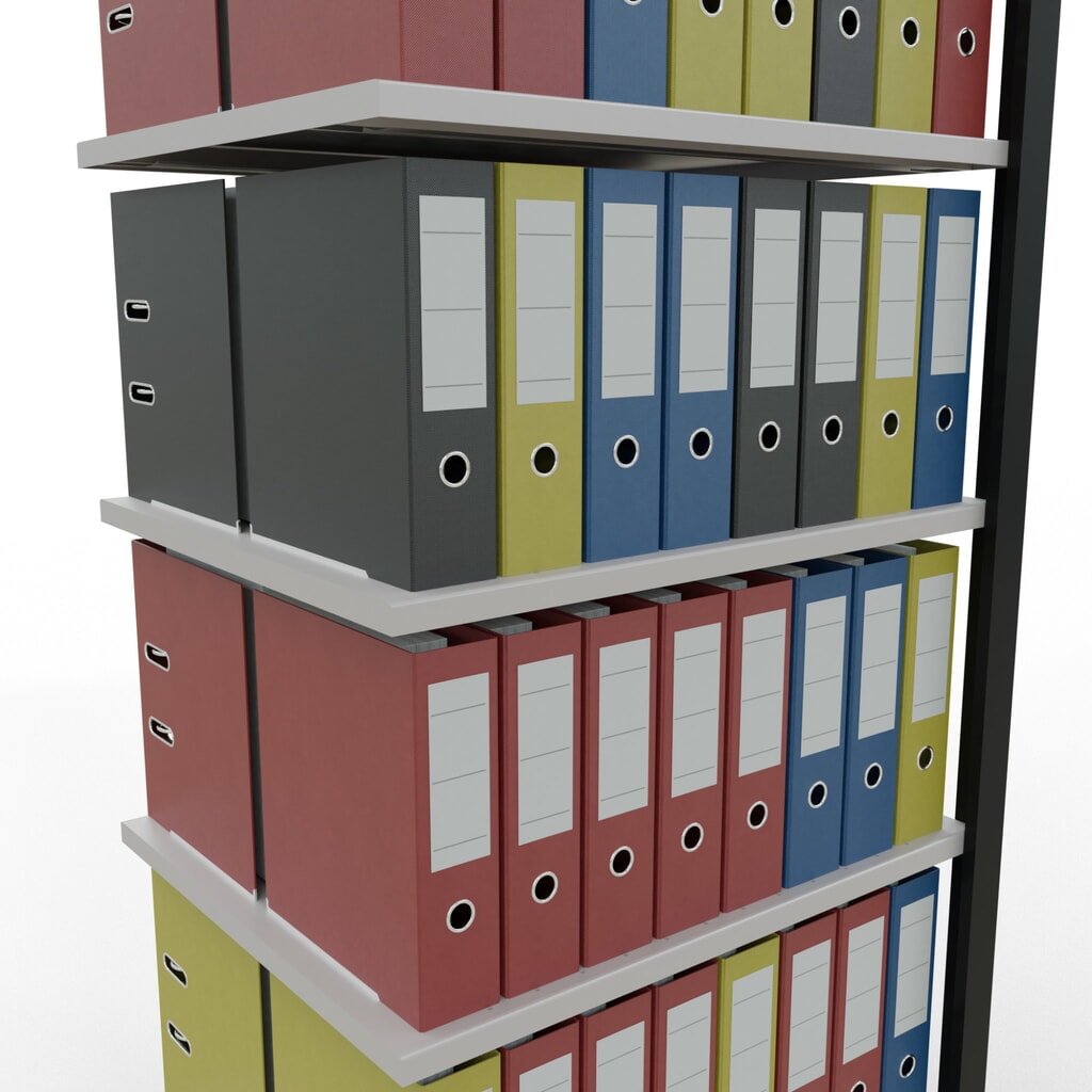 Rayonnage de bureau SCHULTE travée auxiliaire, utilisable des deux côtés, sans butées centrales, CT 150 kg, noir, HxlxP 2 300 x 750 x 600 mm N° de l'image du produit 3 : Rayonnage de bureau SCHULTE travée auxiliaire, utilisable des deux côtés, sans butées centrales, CT 150 kg, noir, HxlxP 2 300 x 750 x 600 mm