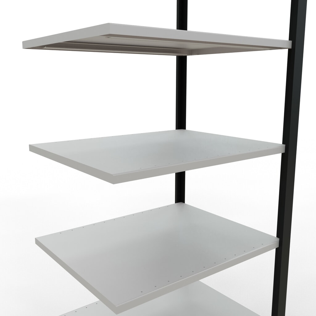 Rayonnage de bureau SCHULTE travée auxiliaire, utilisable des deux côtés, sans butées centrales, CT 150 kg, noir, HxlxP 2 300 x 750 x 600 mm N° de l'image du produit 4 : Rayonnage de bureau SCHULTE travée auxiliaire, utilisable des deux côtés, sans butées centrales, CT 150 kg, noir, HxlxP 2 300 x 750 x 600 mm