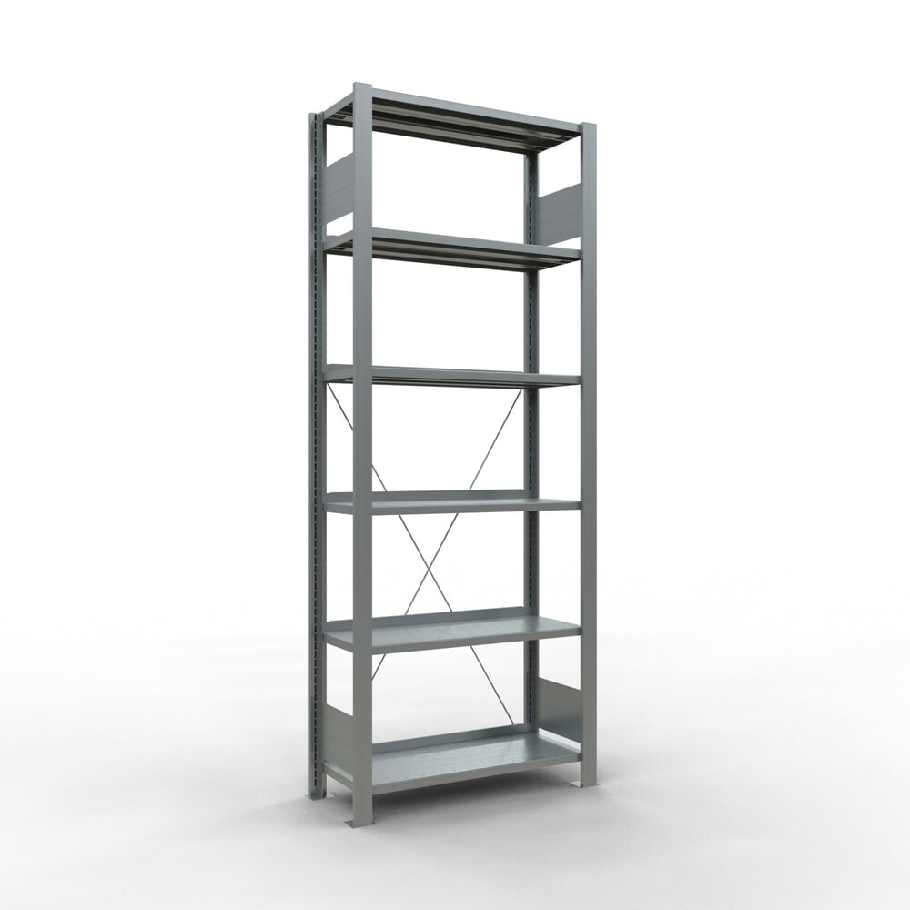 Illustration du produit: Rayonnage de bureau SCHULTE travée de base, utilisable d’un seul côté, avec barres de butée, CT 85 kg, HxlxP 2 000 x 750 x 300 mm