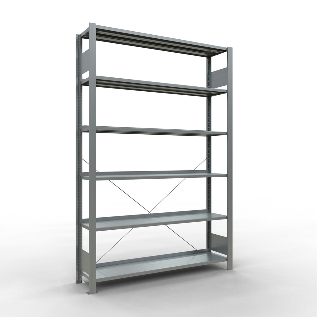 Rayonnage de bureau SCHULTE travée de base, utilisable d’un seul côté, avec barres de butée, CT 85 kg, HxlxP 2 000 x 1 300 x 300 mm Illustration du produit: Rayonnage de bureau SCHULTE travée de base, utilisable d’un seul côté, avec barres de butée, CT 85 kg, HxlxP 2 000 x 1 300 x 300 mm