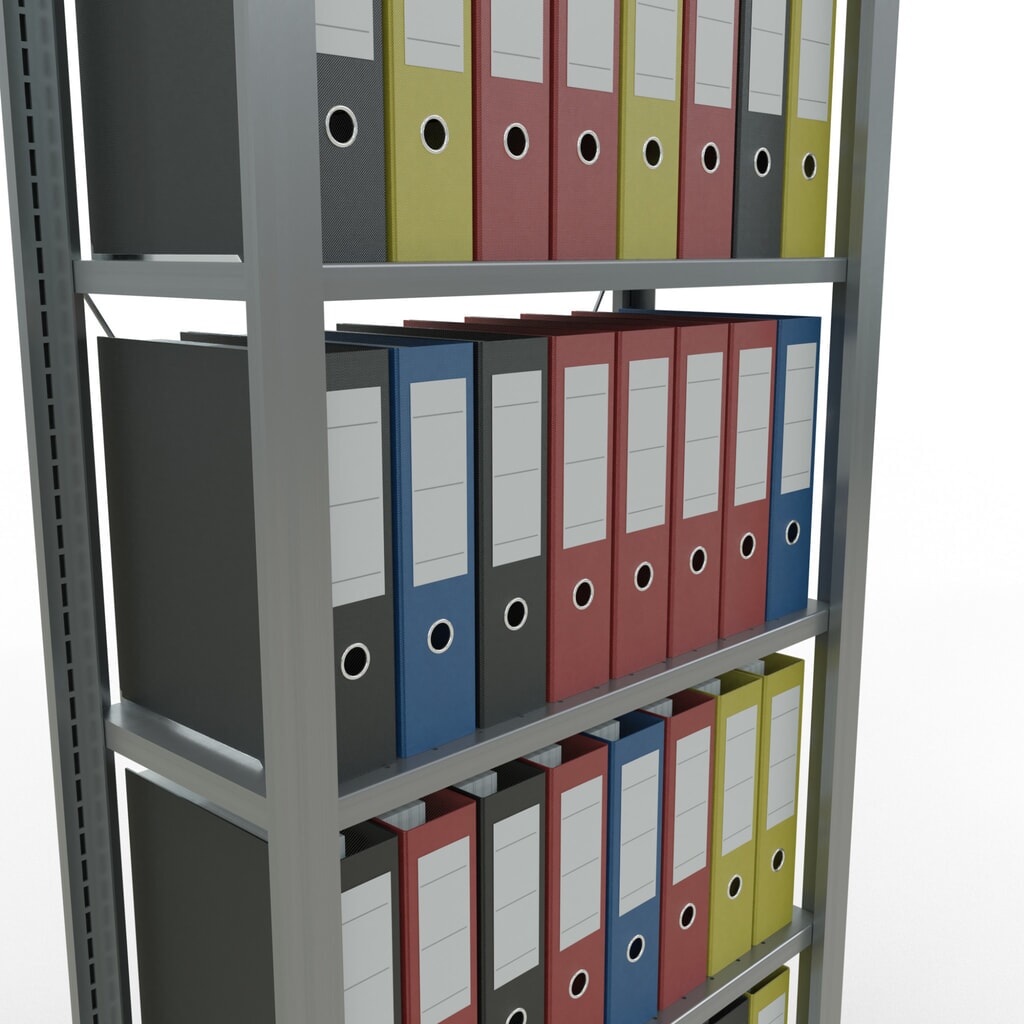 Rayonnage de bureau SCHULTE travée de base, utilisable d’un seul côté, sans barres de butée, CT 85 kg, HxlxP 2 000 x 750 x 300 mm N° de l'image du produit 3 : Rayonnage de bureau SCHULTE travée de base, utilisable d’un seul côté, sans barres de butée, CT 85 kg, HxlxP 2 000 x 750 x 300 mm