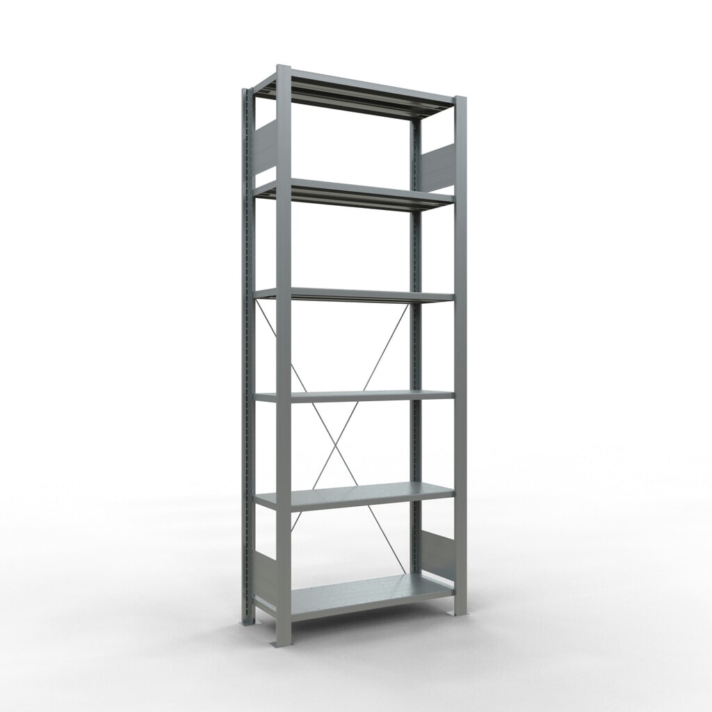 Illustration du produit: Rayonnage de bureau SCHULTE travée de base, utilisable d’un seul côté, sans barres de butée, CT 85 kg, HxlxP 2 000 x 750 x 300 mm