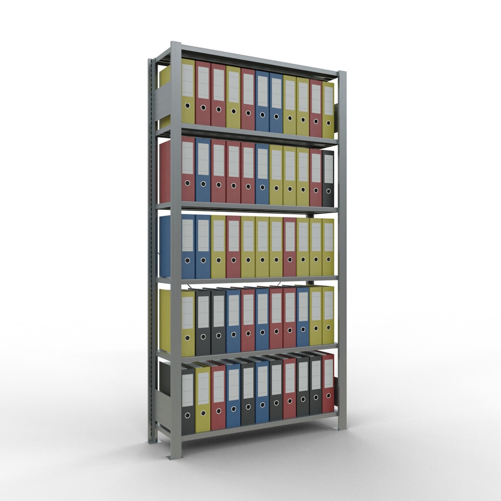 N° de l'image du produit 2 : Rayonnage de bureau SCHULTE travée de base, utilisable d’un seul côté, sans barres de butée, CT 85 kg, HxlxP 2 000 x 1 000 x 300 mm
