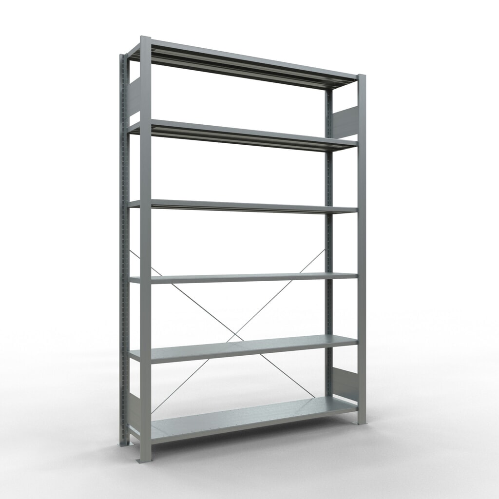 Rayonnage de bureau SCHULTE travée de base, utilisable d’un seul côté, sans barres de butée, CT 85 kg, HxlxP 2 000 x 1 300 x 300 mm Illustration du produit: Rayonnage de bureau SCHULTE travée de base, utilisable d’un seul côté, sans barres de butée, CT 85 kg, HxlxP 2 000 x 1 300 x 300 mm