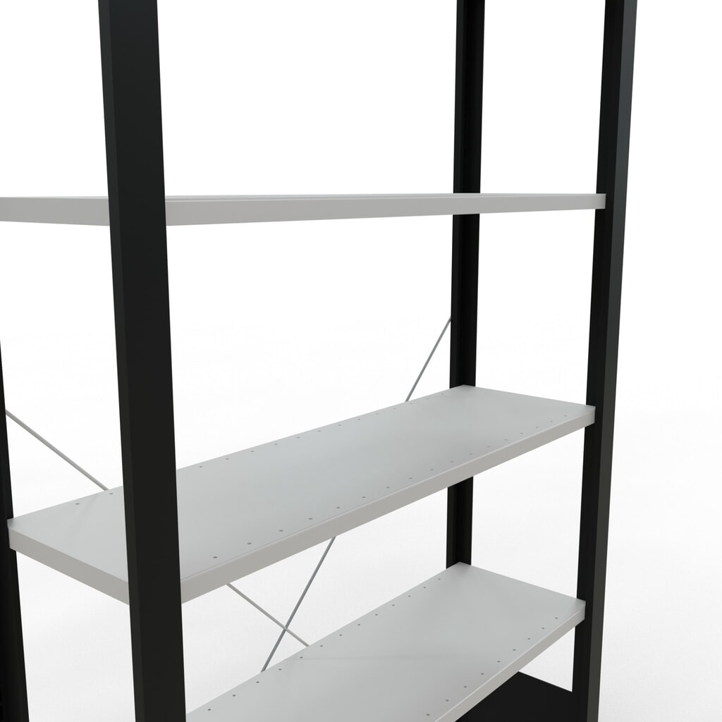 N° de l'image du produit 4 : Rayonnage de bureau SCHULTE travée de base, utilisable d’un seul côté, sans barres de butée, CT 85 kg, noir, HxlxP 2 000 x 1 000 x 300 mm