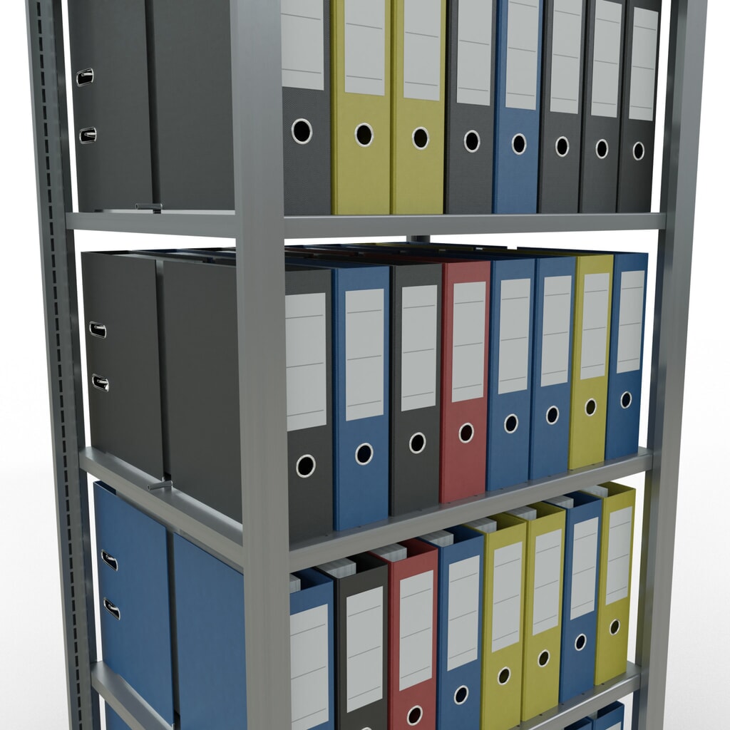 Rayonnage de bureau SCHULTE travée de base, utilisable des deux côtés, avec butées centrales, CT 150 kg, HxlxP 2 000 x 750 x 600 mm N° de l'image du produit 4 : Rayonnage de bureau SCHULTE travée de base, utilisable des deux côtés, avec butées centrales, CT 150 kg, HxlxP 2 000 x 750 x 600 mm