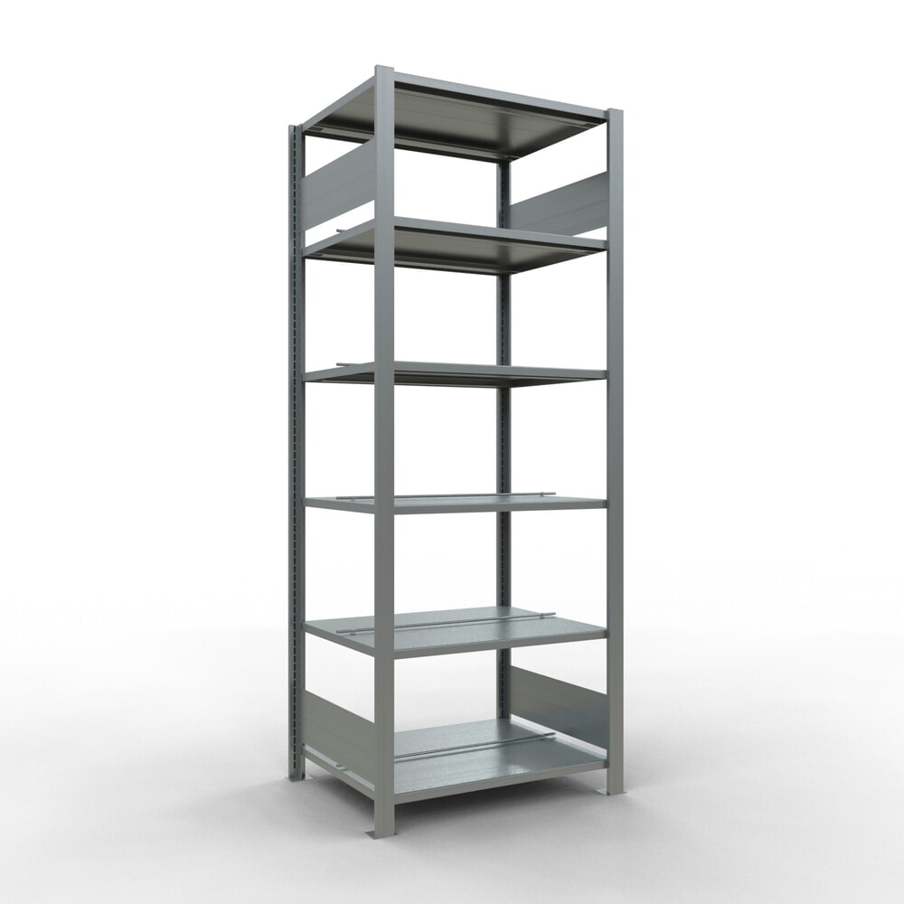 Illustration du produit: Rayonnage de bureau SCHULTE travée de base, utilisable des deux côtés, avec butées centrales, CT 150 kg, HxlxP 2 000 x 750 x 600 mm