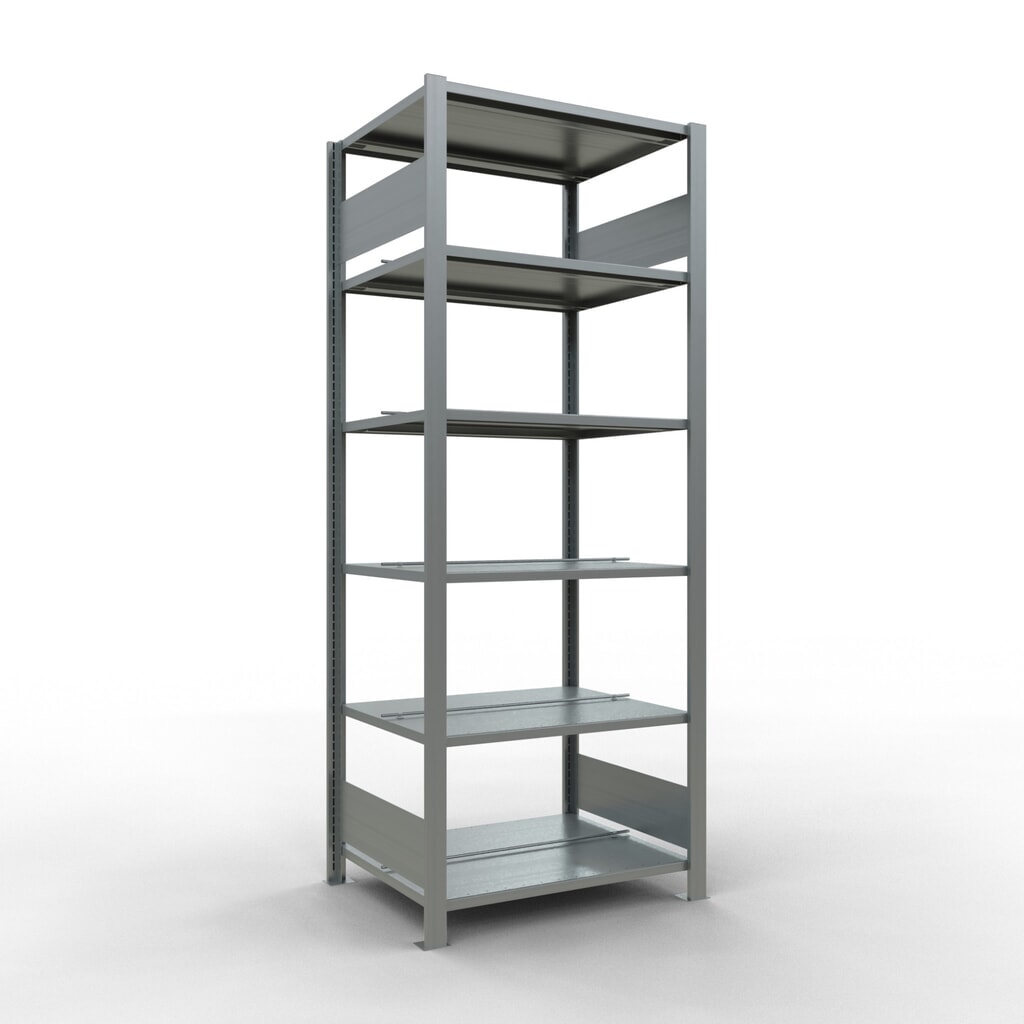 Rayonnage de bureau SCHULTE travée de base, utilisable des deux côtés, avec butées centrales, CT 150 kg, HxlxP 2 000 x 750 x 600 mm N° de l'image du produit 1 : Rayonnage de bureau SCHULTE travée de base, utilisable des deux côtés, avec butées centrales, CT 150 kg, HxlxP 2 000 x 750 x 600 mm