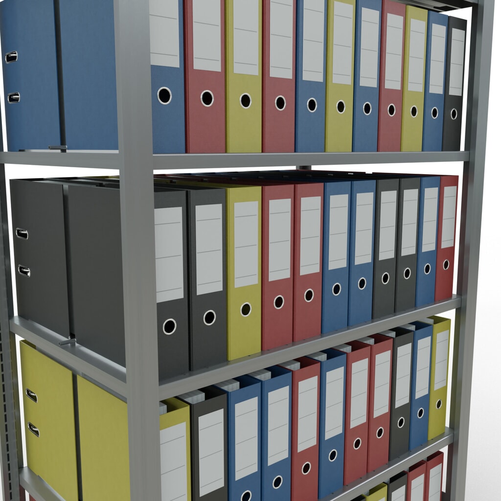 Rayonnage de bureau SCHULTE travée de base, utilisable des deux côtés, avec butées centrales, CT 150 kg, HxlxP 2 000 x 1 000 x 600 mm N° de l'image du produit 3 : Rayonnage de bureau SCHULTE travée de base, utilisable des deux côtés, avec butées centrales, CT 150 kg, HxlxP 2 000 x 1 000 x 600 mm