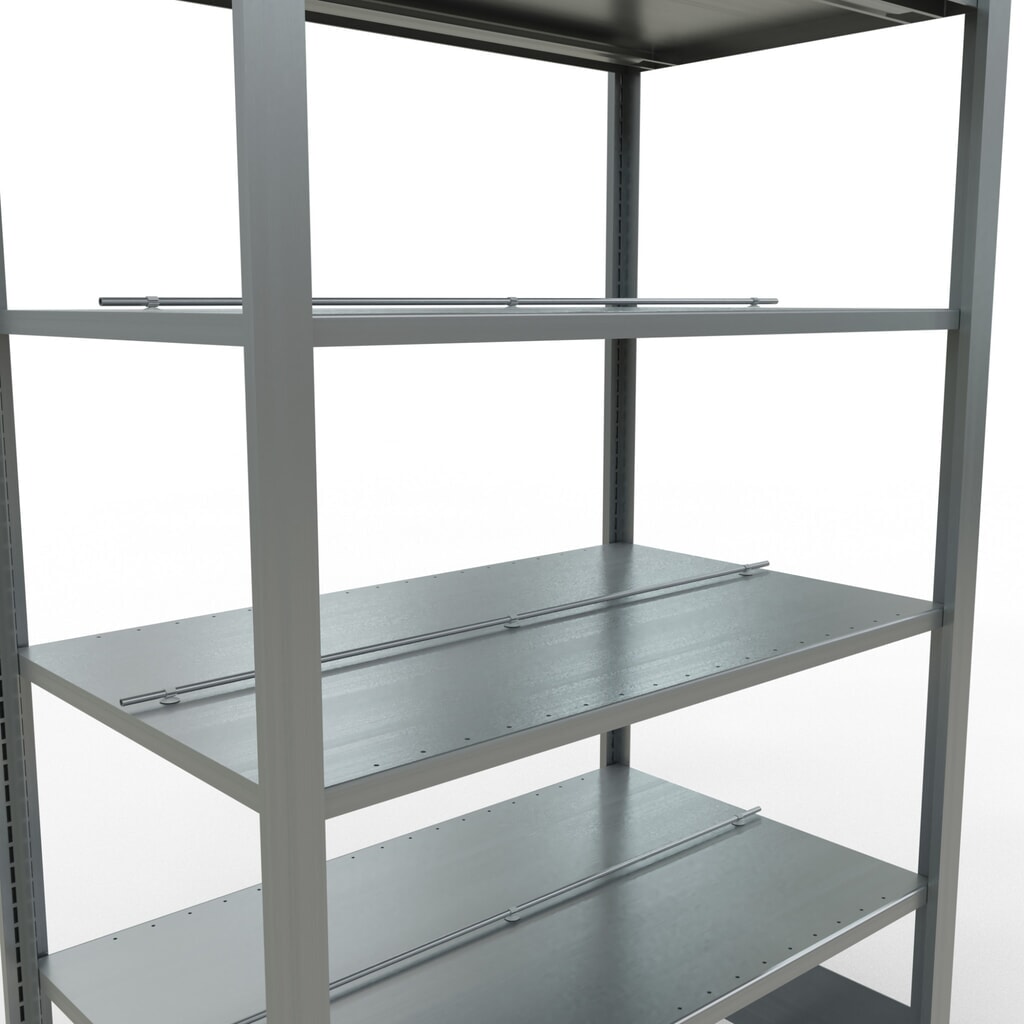 N° de l'image du produit 4 : Rayonnage de bureau SCHULTE travée de base, utilisable des deux côtés, avec butées centrales, CT 150 kg, HxlxP 2 000 x 1 000 x 600 mm