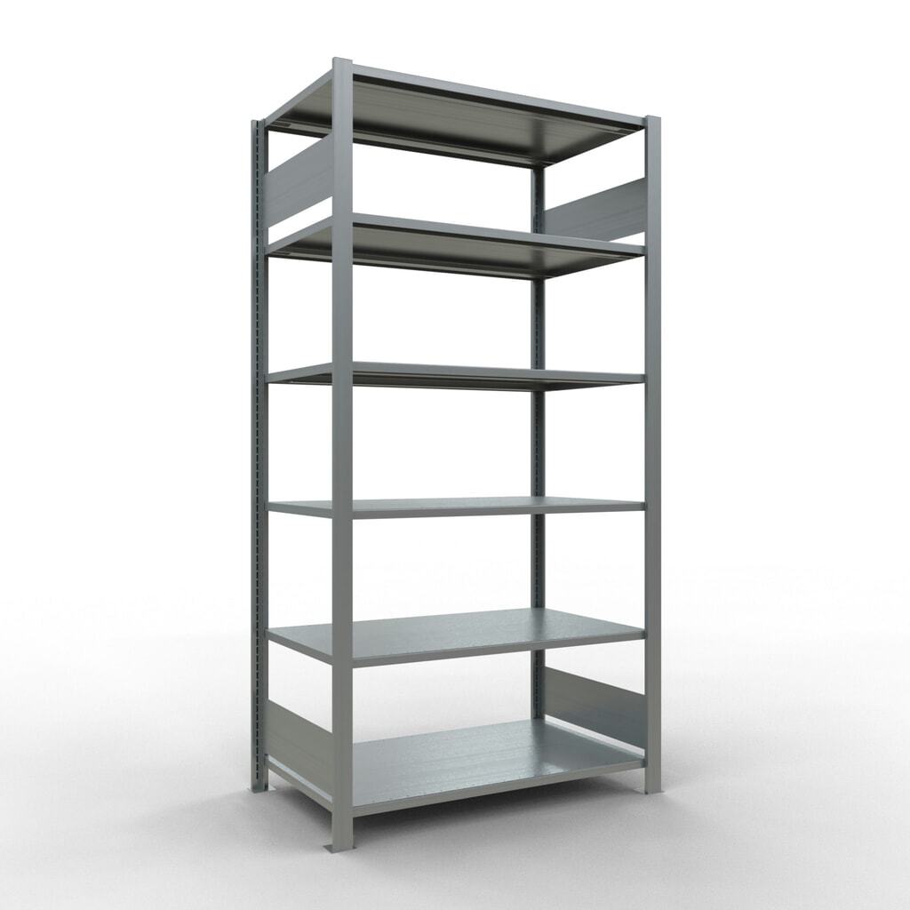 Illustration du produit: Rayonnage de bureau SCHULTE travée de base, utilisable des deux côtés, sans butées centrales, CT 150 kg, HxlxP 2 000 x 1 000 x 600 mm