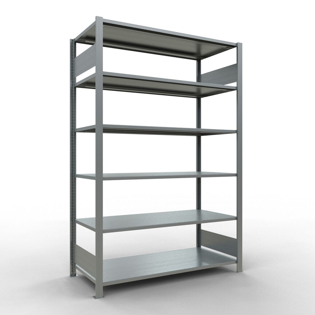 Rayonnage de bureau SCHULTE travée de base, utilisable des deux côtés, sans butées centrales, CT 150 kg, HxlxP 2 000 x 1 300 x 600 mm Illustration du produit: Rayonnage de bureau SCHULTE travée de base, utilisable des deux côtés, sans butées centrales, CT 150 kg, HxlxP 2 000 x 1 300 x 600 mm