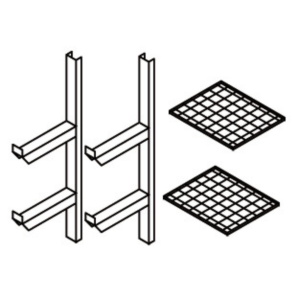 Illustration du produit: Rayonnage en caillebotis pour dépôt de produits dangereux, demi-largeur