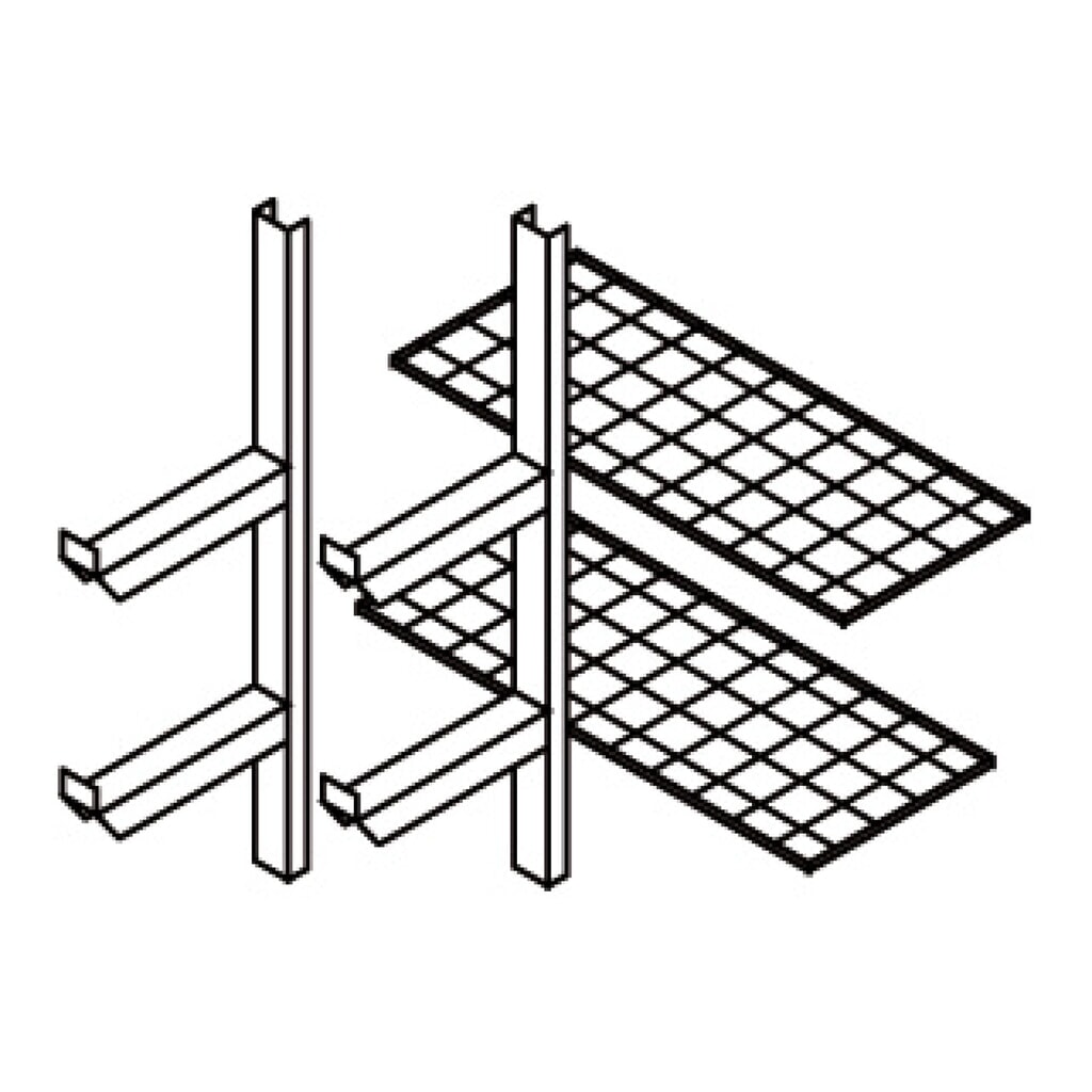 Rayonnage en caillebotis pour dépôt de produits dangereux, pleine largeur Illustration du produit: Rayonnage en caillebotis pour dépôt de produits dangereux, pleine largeur