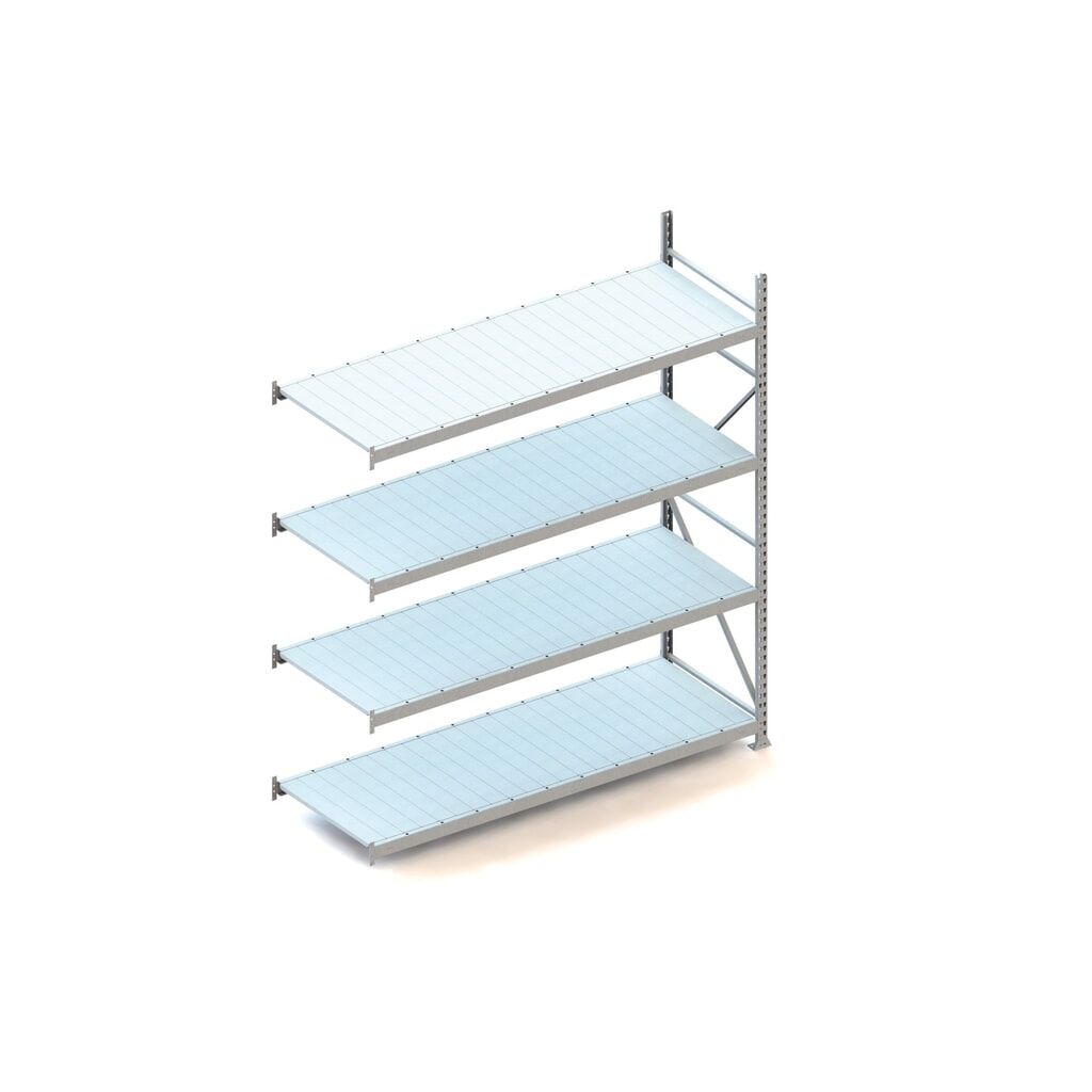 Rayonnage grande portée META, avec panneaux en acier, capacité de charge 600 kg, TA, H x l x P 2 500 x 2 200 x 800 mm Illustration du produit: Rayonnage grande portée META, avec panneaux en acier, capacité de charge 600 kg, TA, H x l x P 2 500 x 2 200 x 800 mm