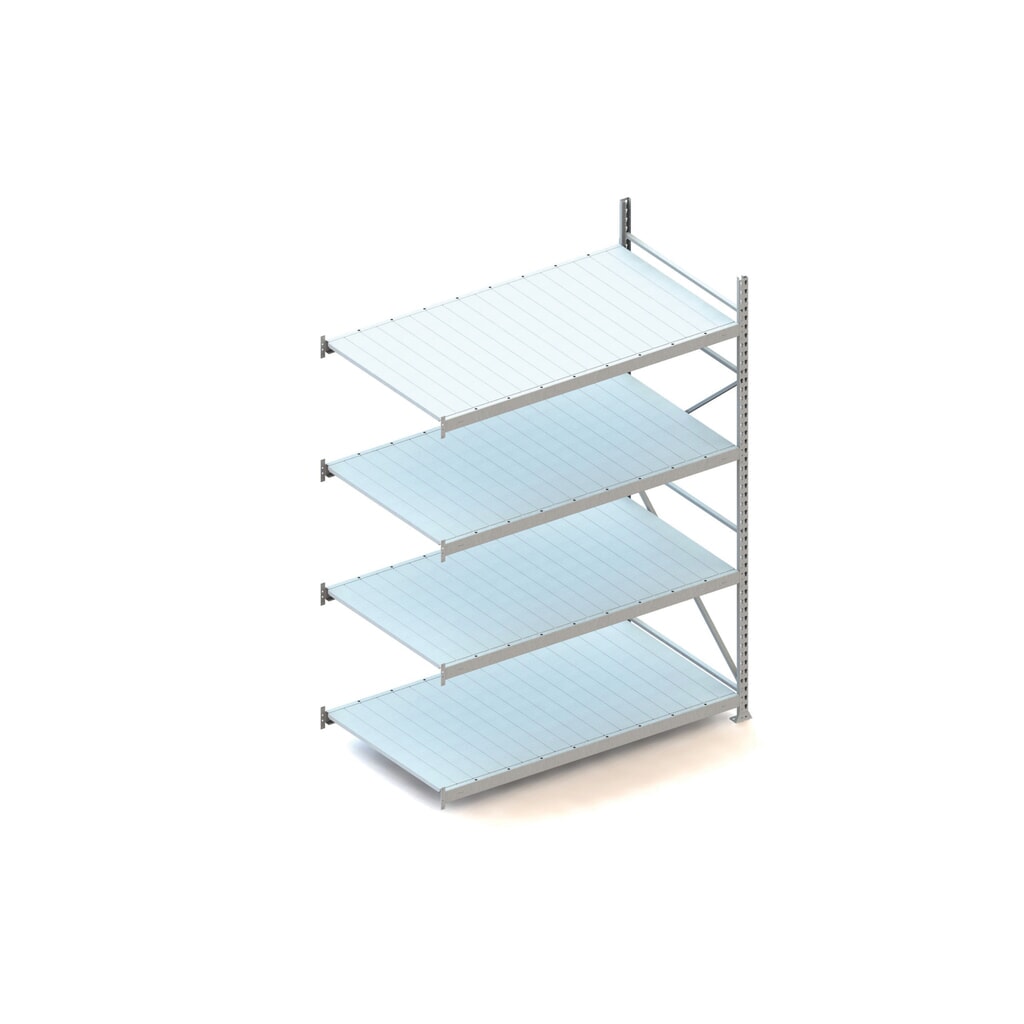 Rayonnage grande portée META, avec panneaux en acier, capacité de charge 600 kg, TA, H x l x P 2 500 x 1 800 x 1 050 mm Illustration du produit: Rayonnage grande portée META, avec panneaux en acier, capacité de charge 600 kg, TA, H x l x P 2 500 x 1 800 x 1 050 mm