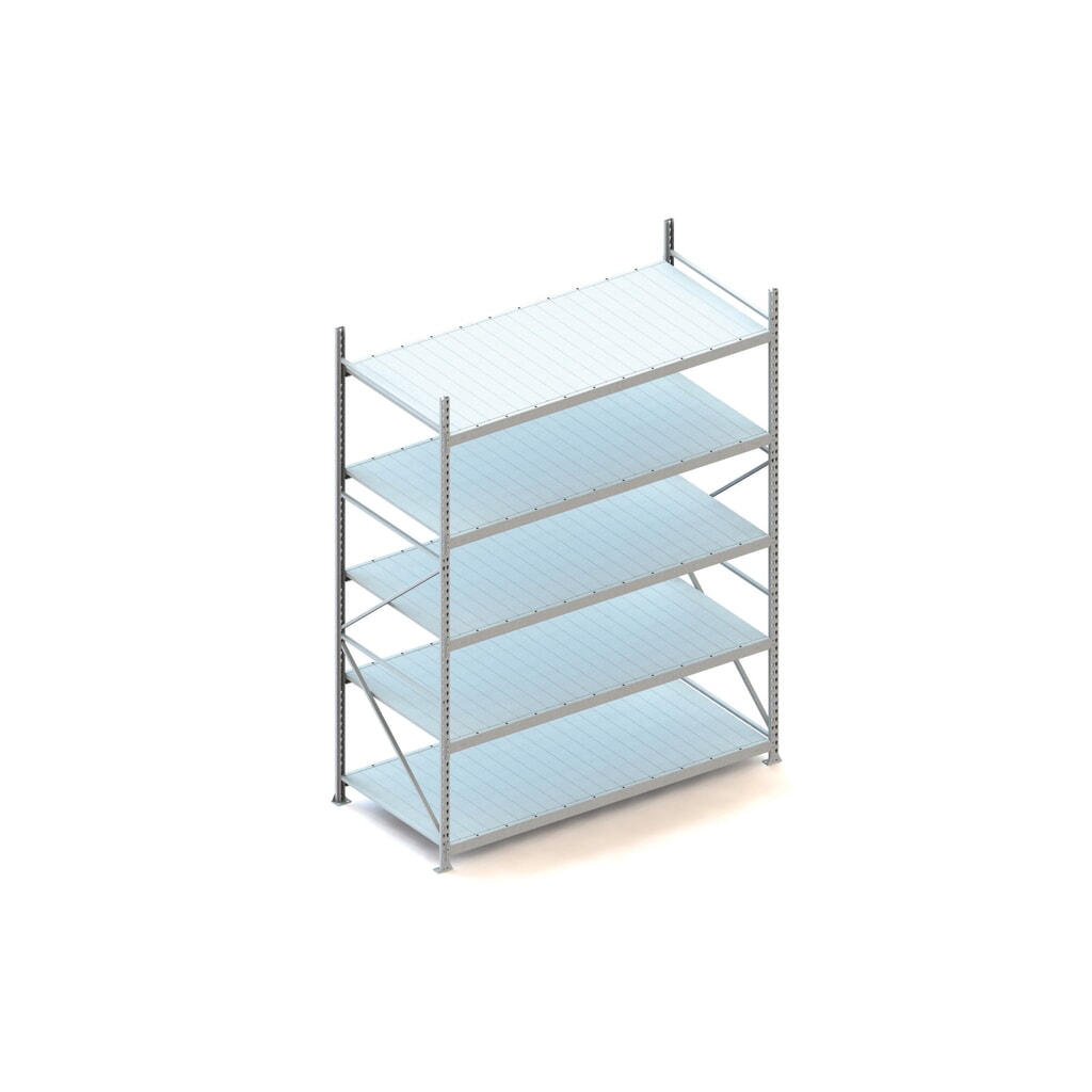 Rayonnage grande portée META, avec panneaux en acier, capacité de charge 600 kg, module de base, H x l x P 3 000 x 2 200 x 1 050 mm Illustration du produit: Rayonnage grande portée META, avec panneaux en acier, capacité de charge 600 kg, module de base, H x l x P 3 000 x 2 200 x 1 050 mm