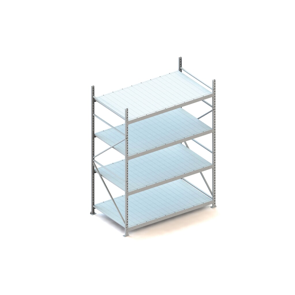 Rayonnage grande portée META, avec panneaux en acier, capacité de charge 600 kg, module de base, H x l x P 2 500 x 1 800 x 1 050 mm Illustration du produit: Rayonnage grande portée META, avec panneaux en acier, capacité de charge 600 kg, module de base, H x l x P 2 500 x 1 800 x 1 050 mm
