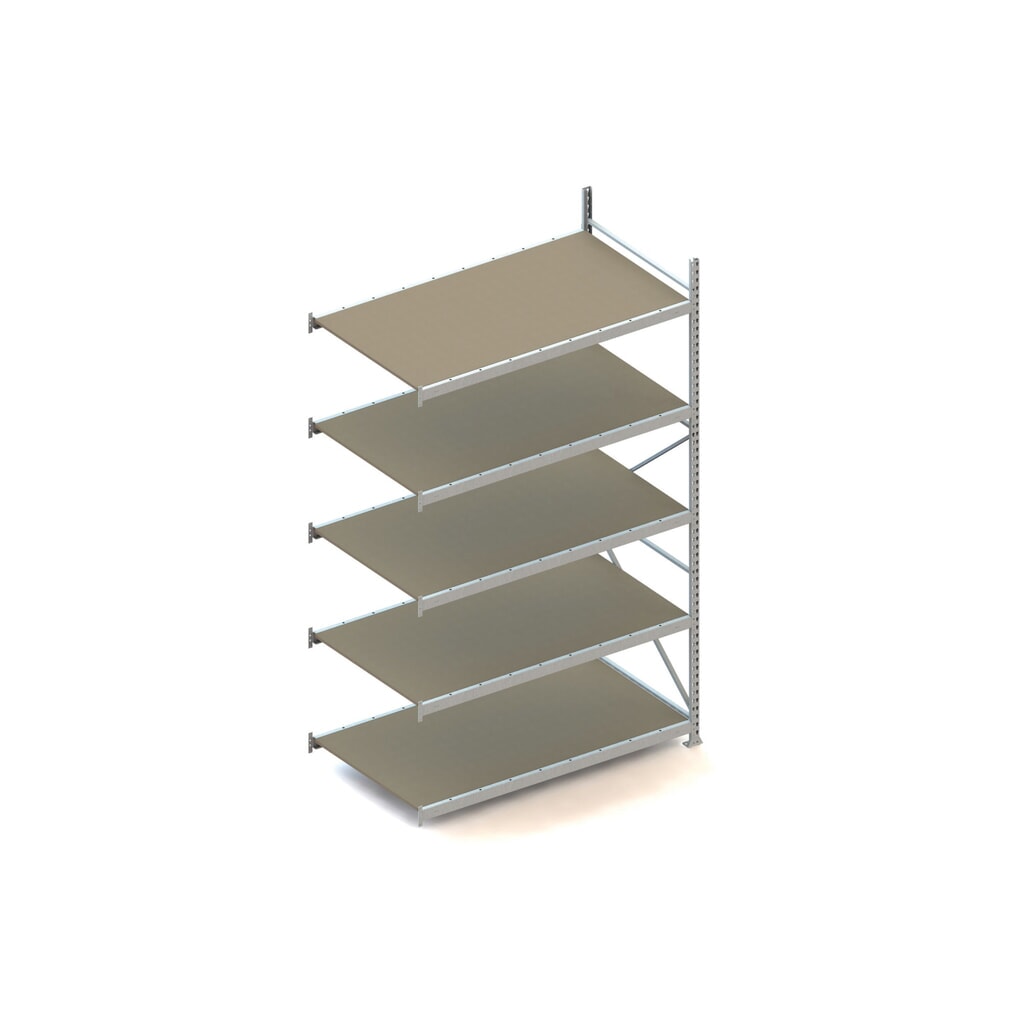 Rayonnage grande portée META, avec panneaux agglomérés, capacité de charge 600 kg, TA, H x l x P 3 000 x 1 800 x 1 050 mm Illustration du produit: Rayonnage grande portée META, avec panneaux agglomérés, capacité de charge 600 kg, TA, H x l x P 3 000 x 1 800 x 1 050 mm