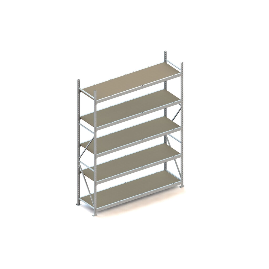 Rayonnage grande portée META, avec panneaux agglomérés, capacité de charge 600 kg, module de base, H x l x P 3 000 x 2 200 x 650 mm Illustration du produit: Rayonnage grande portée META, avec panneaux agglomérés, capacité de charge 600 kg, module de base, H x l x P 3 000 x 2 200 x 650 mm