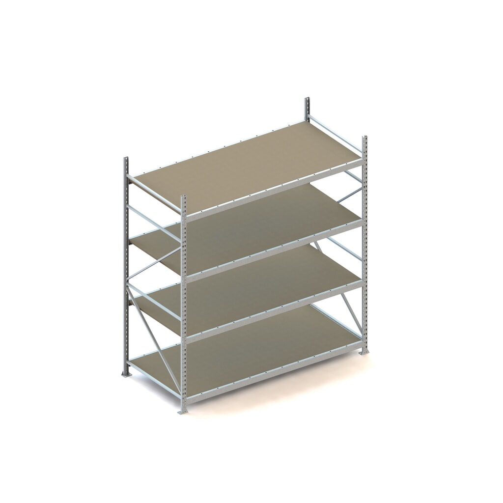 Illustration du produit: Rayonnage grande portée META, avec panneaux agglomérés, capacité de charge 600 kg, module de base, H x l x P 2 500 x 2 200 x 1 050 mm