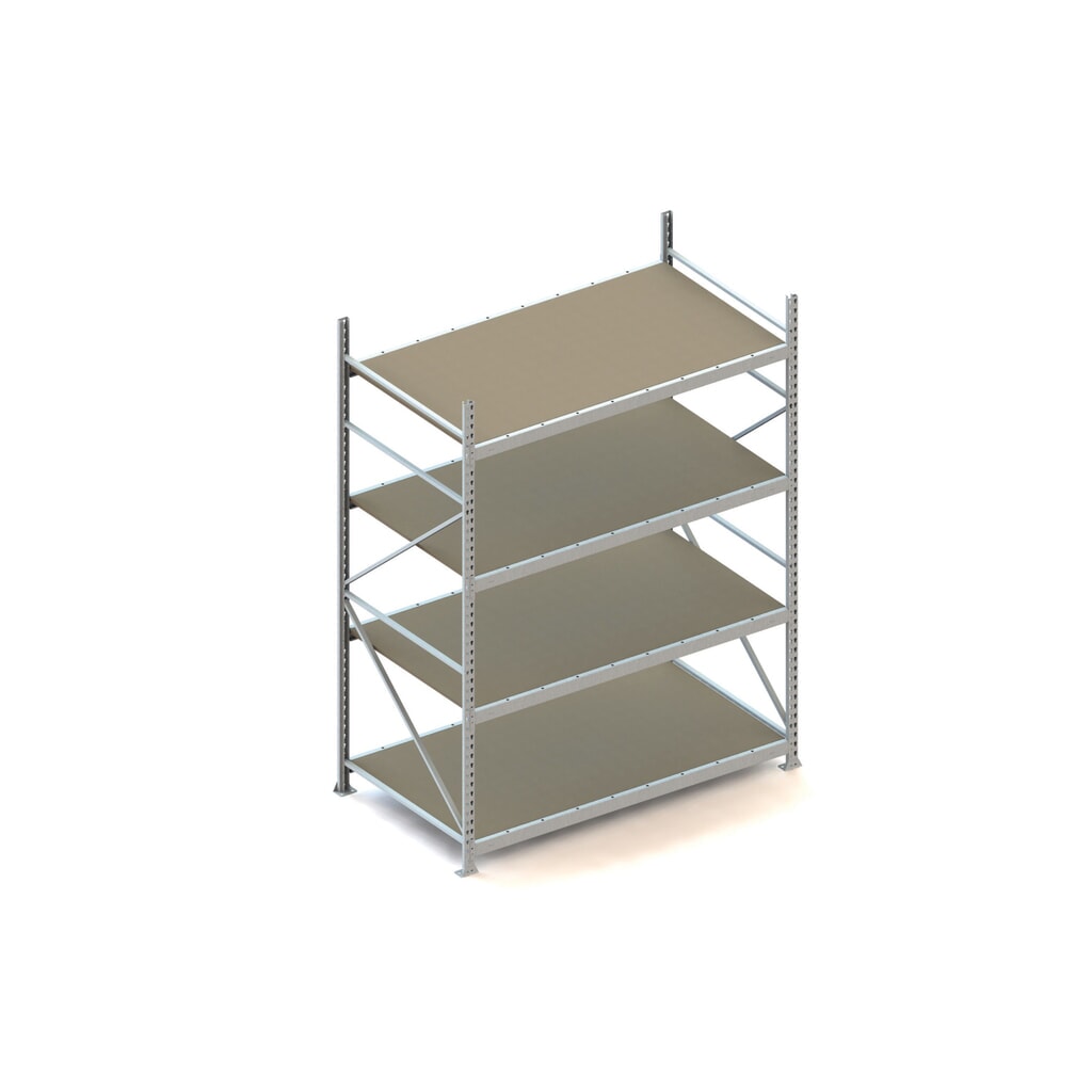 Rayonnage grande portée META, avec panneaux agglomérés, capacité de charge 600 kg, module de base, H x l x P 2 500 x 1 800 x 1 050 mm Illustration du produit: Rayonnage grande portée META, avec panneaux agglomérés, capacité de charge 600 kg, module de base, H x l x P 2 500 x 1 800 x 1 050 mm