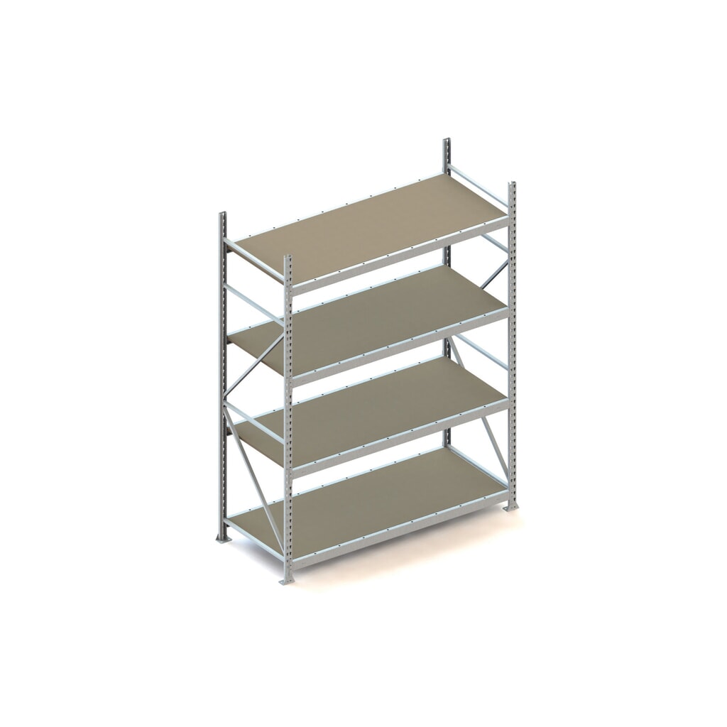 Rayonnage grande portée META, avec panneaux agglomérés, capacité de charge 600 kg, module de base, H x l x P 2 500 x 1 800 x 800 mm Illustration du produit: Rayonnage grande portée META, avec panneaux agglomérés, capacité de charge 600 kg, module de base, H x l x P 2 500 x 1 800 x 800 mm