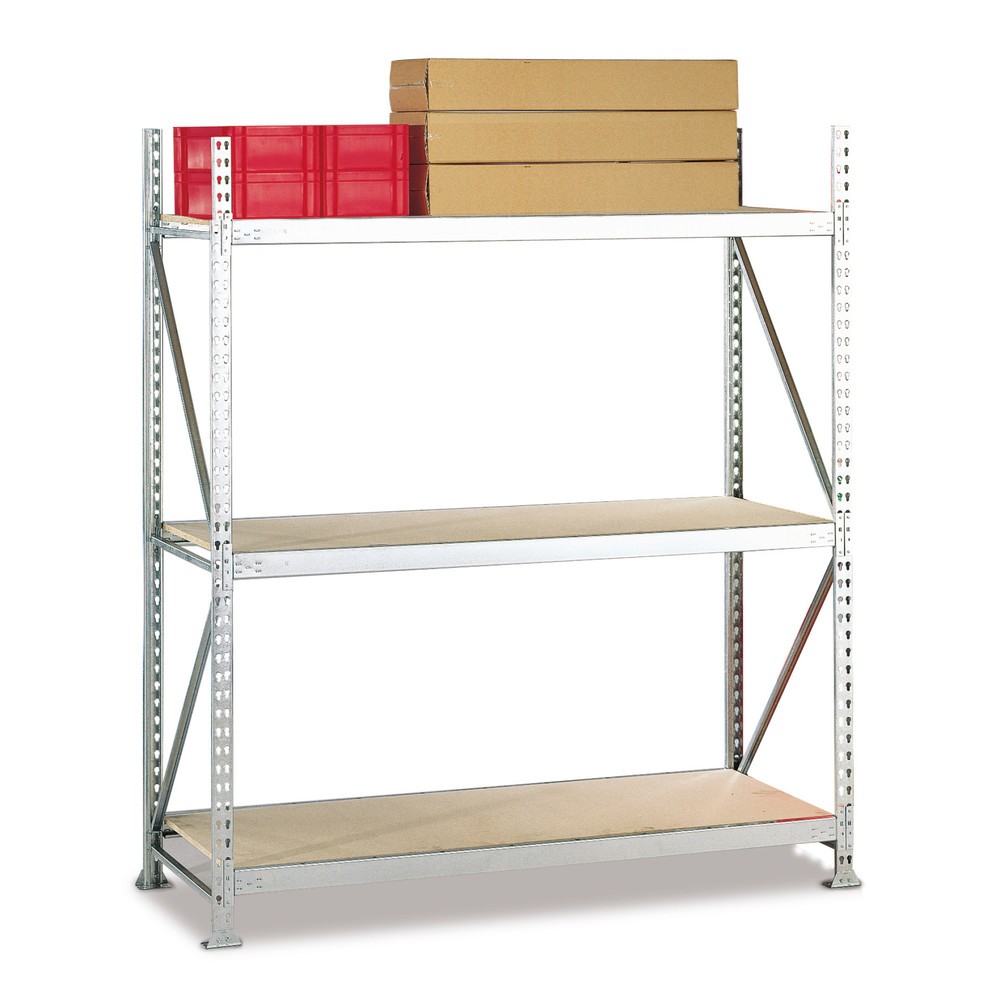 N° de l'image du produit 3 : Rayonnage grande portée META, avec panneaux agglomérés, capacité de charge 600 kg, module de base, H x l x P 2 500 x 1 800 x 650 mm