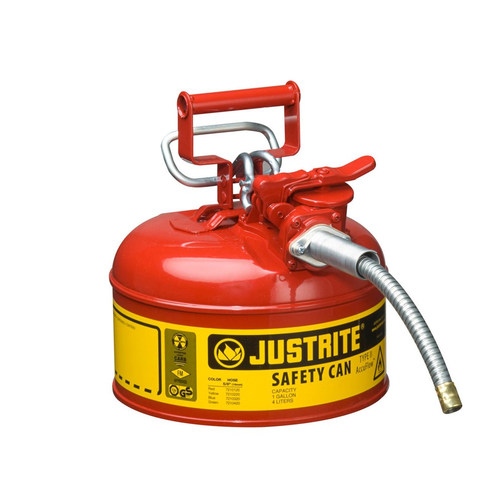 Illustration du produit: Récipient de sécurité Justrite type II AccuFlow™, flexible métallique, rouge, 4 litres