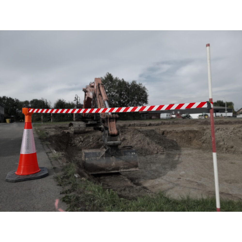 N° de l'image du produit 3 : Réhausseur de cône de signalisation RS-GUIDESYSTEMS® SK 900, longueur 9 m, boîtier orange, sangle noir/jaune