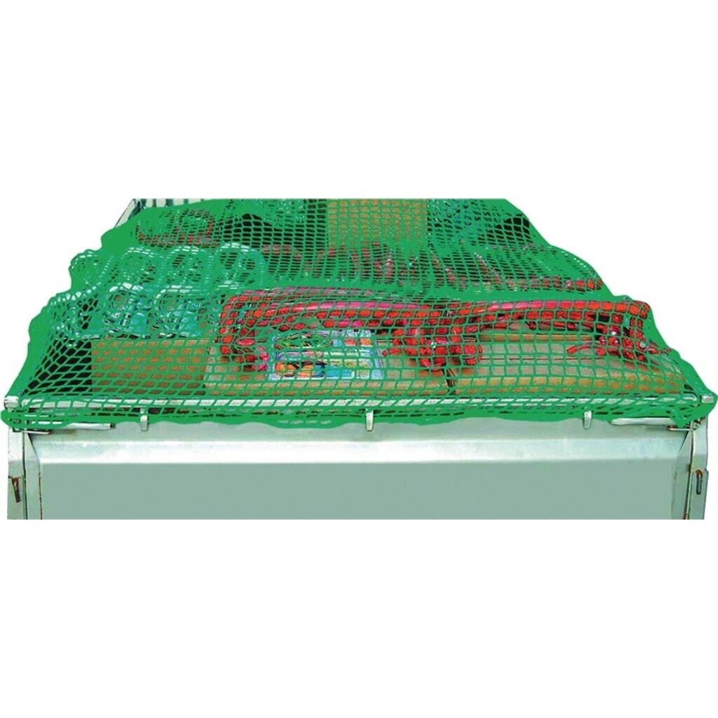 Filet à benne longueur 3 x largeur 2,5 m polypropylène, vert largeur de la maill N° de l'image du produit 1 : Filet à benne longueur 3 x largeur 2,5 m polypropylène, vert largeur de la maill