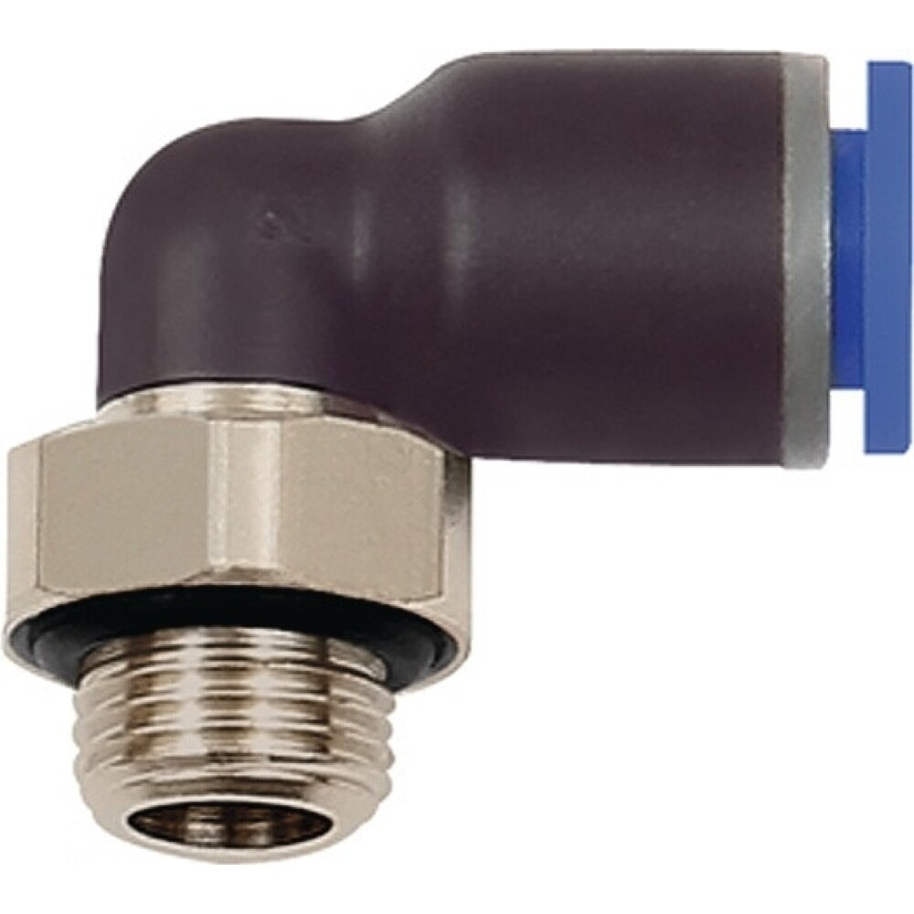 Illustration du produit: RIEGLER L-Steckverschraubung Blaue Serie, mit O-Ring, drehbar zylindrisch, Außengewinde G 1/8 ″ SW 10 mm, 6 mm