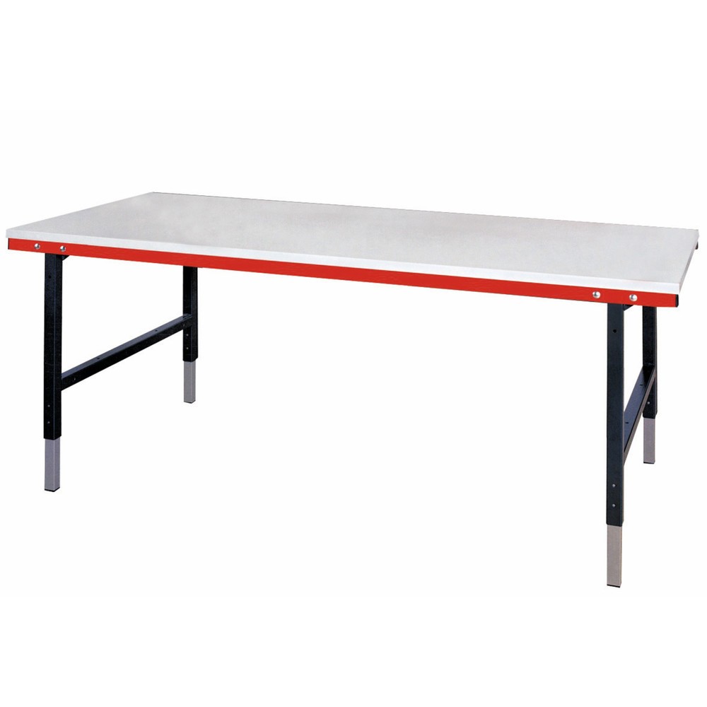 N° de l'image du produit 7 : Rocholz Table d’emballage réglable manuellement en hauteur, capacité de charge 200 kg, H x l x P 690-960 x 2 000 x 920 mm