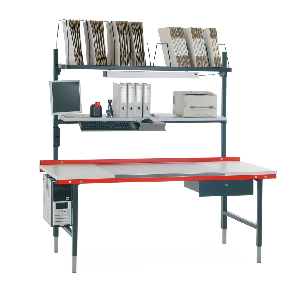 N° de l'image du produit 4 : Rocholz Table d’emballage réglable manuellement en hauteur, capacité de charge 200 kg, H x l x P 690-960 x 2 000 x 920 mm